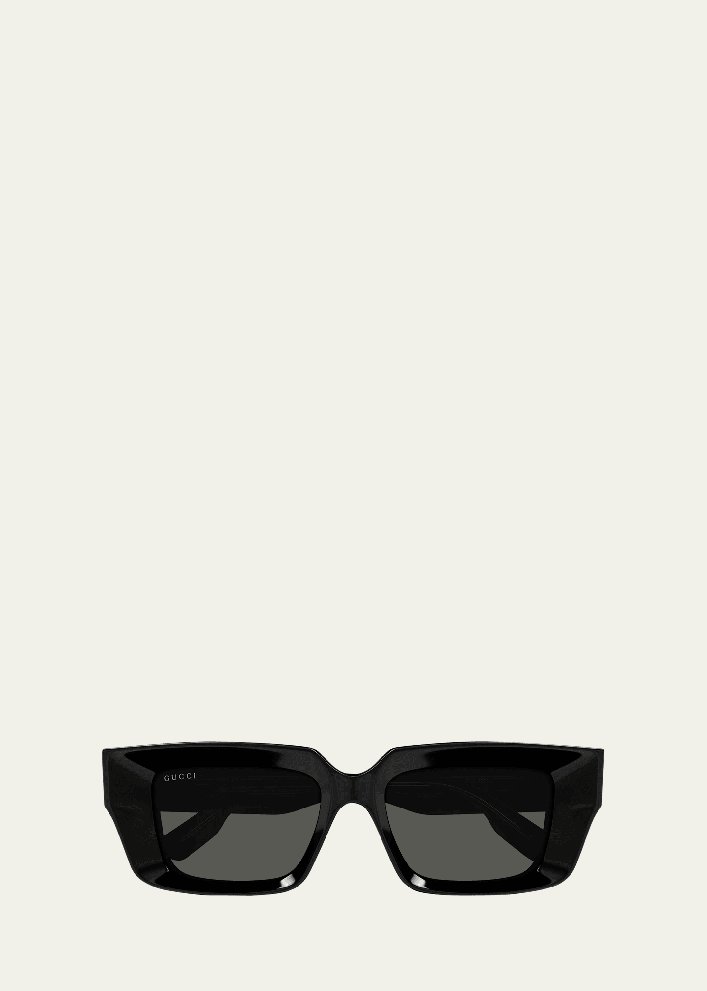 Shop Gucci Men's Acetate And Nylon Rectangle Sunglasses In Black