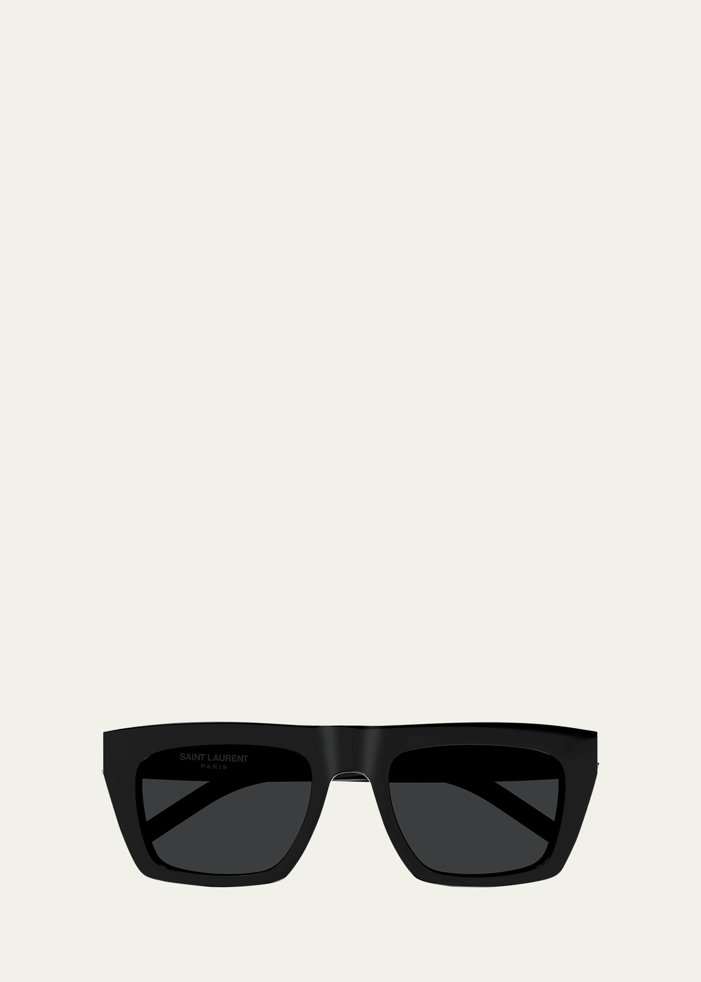 Shop Saint Laurent Men's Nylon And Acetate Rectangle Sunglasses In Black