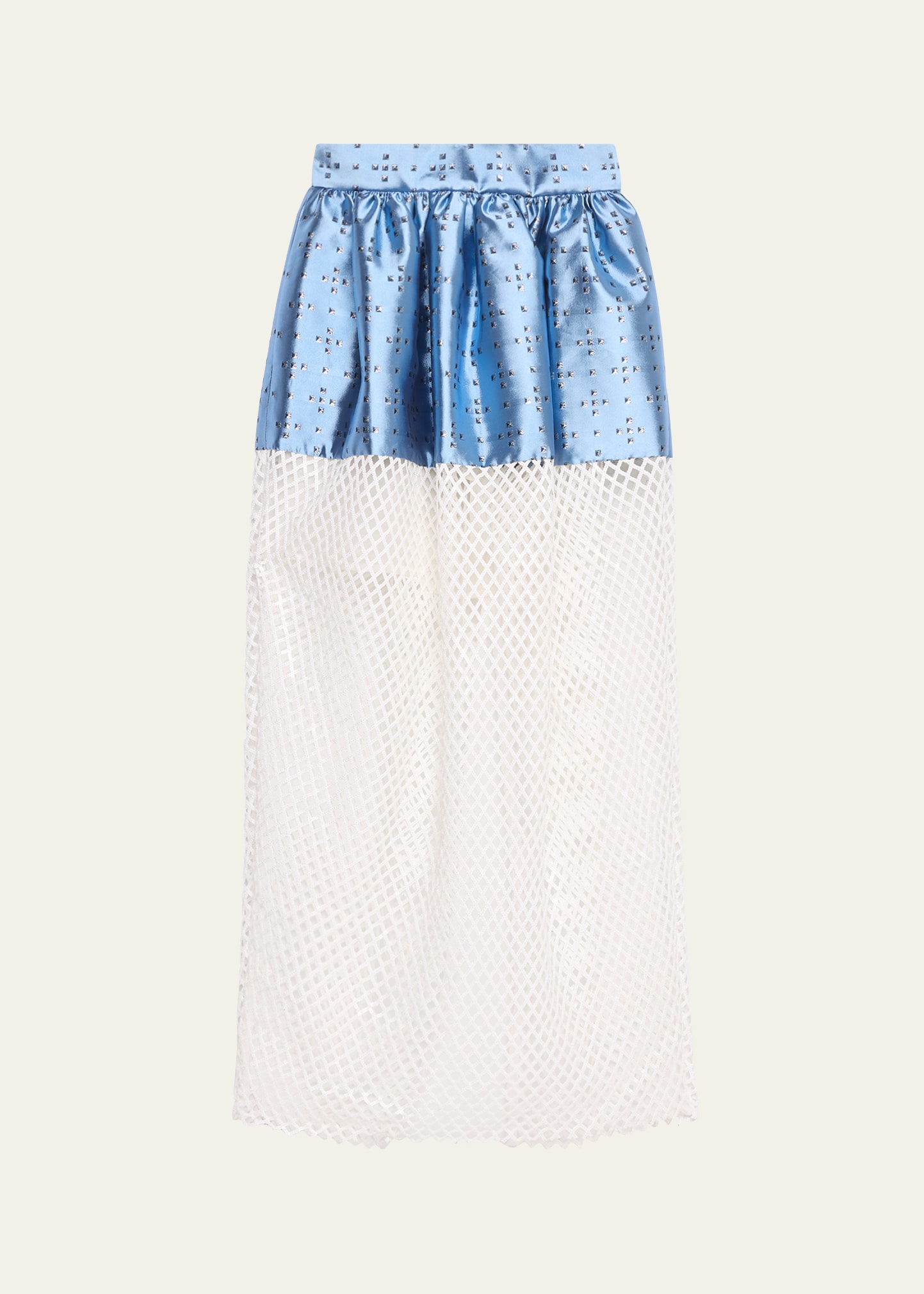 Shop Harbison Saturn Ii Colorblocked Metallic Midi Skirt In Azure White Azw