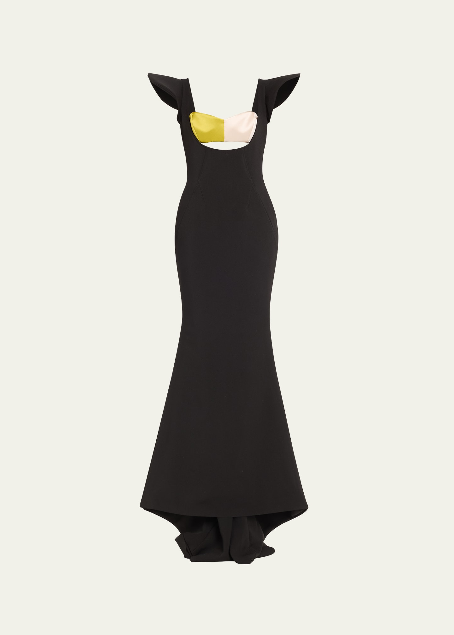 Shop Harbison Thalia Colorblock Backless Trumpet Gown In Black Vanilla Avo