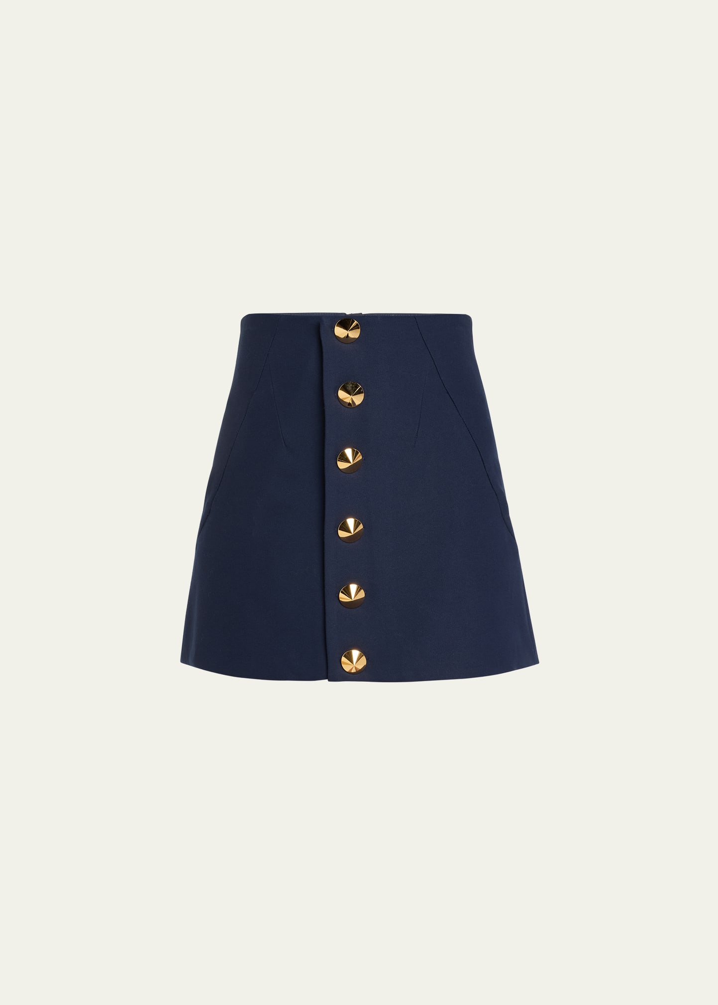 Shop Harbison Pegasus Stud-button Wool Mini Skirt In Navy