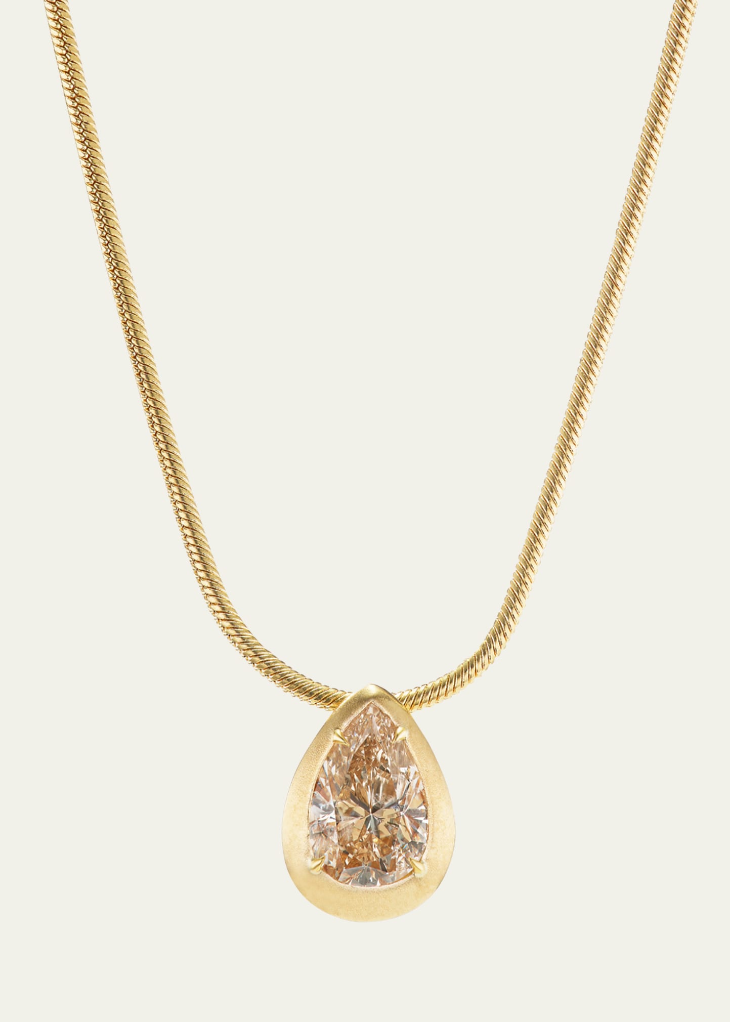 Aaryah Kyrah Diamond Pear And Snake Chain Necklace In Brown