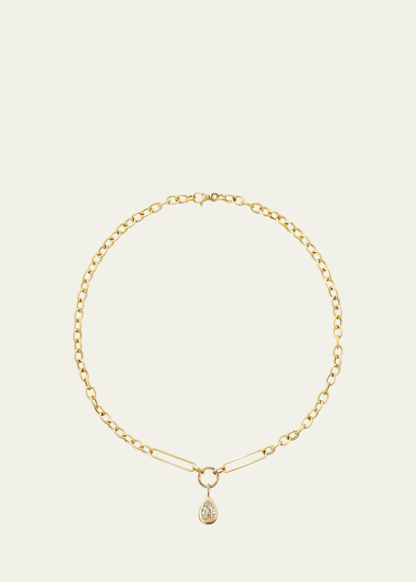 18K Yellow Diamond Pear Drop and Chain Link Necklace