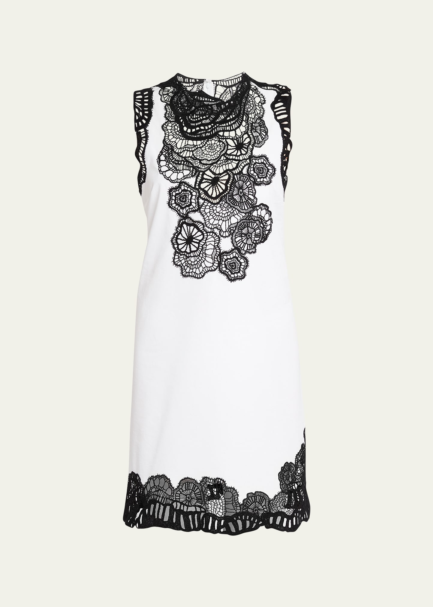 Shop Jil Sander Embroidered Lace Shift Dress In Optic White