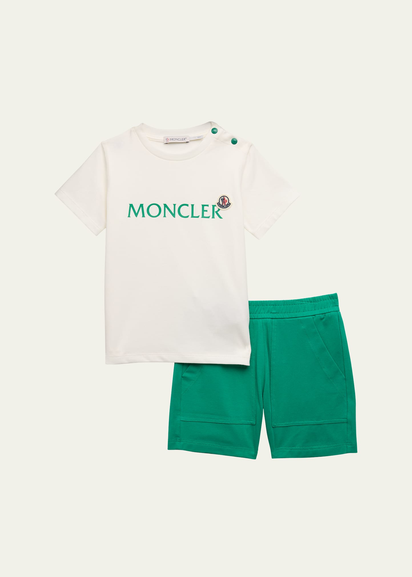 Shop Moncler Boy's Logo-print T-shirt And Short Set In Aqua