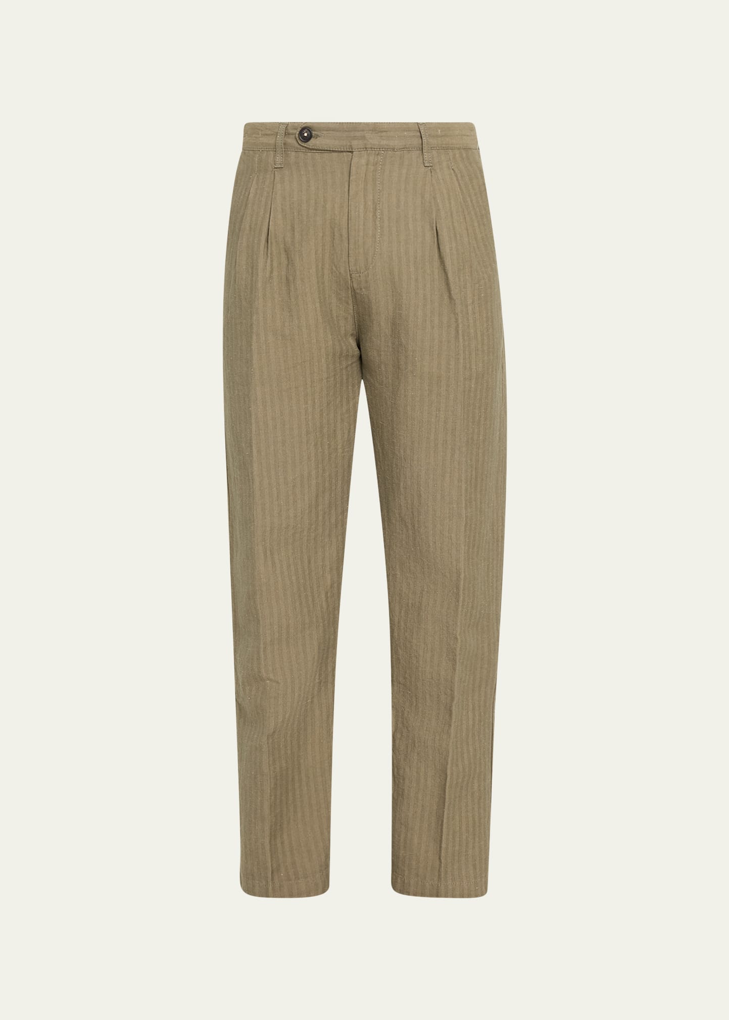 Massimo Alba Men's Cotton-linen Chevron Double-pleated Trousers In Salvia