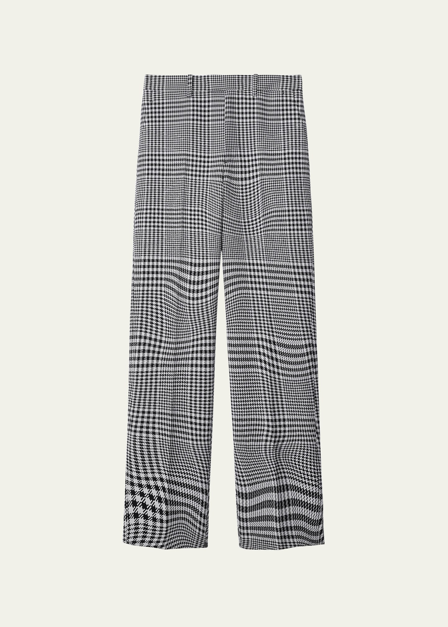 Shop Burberry Prince Of Wales Wool Tailored Trousers In Monochrome Ip Ptt