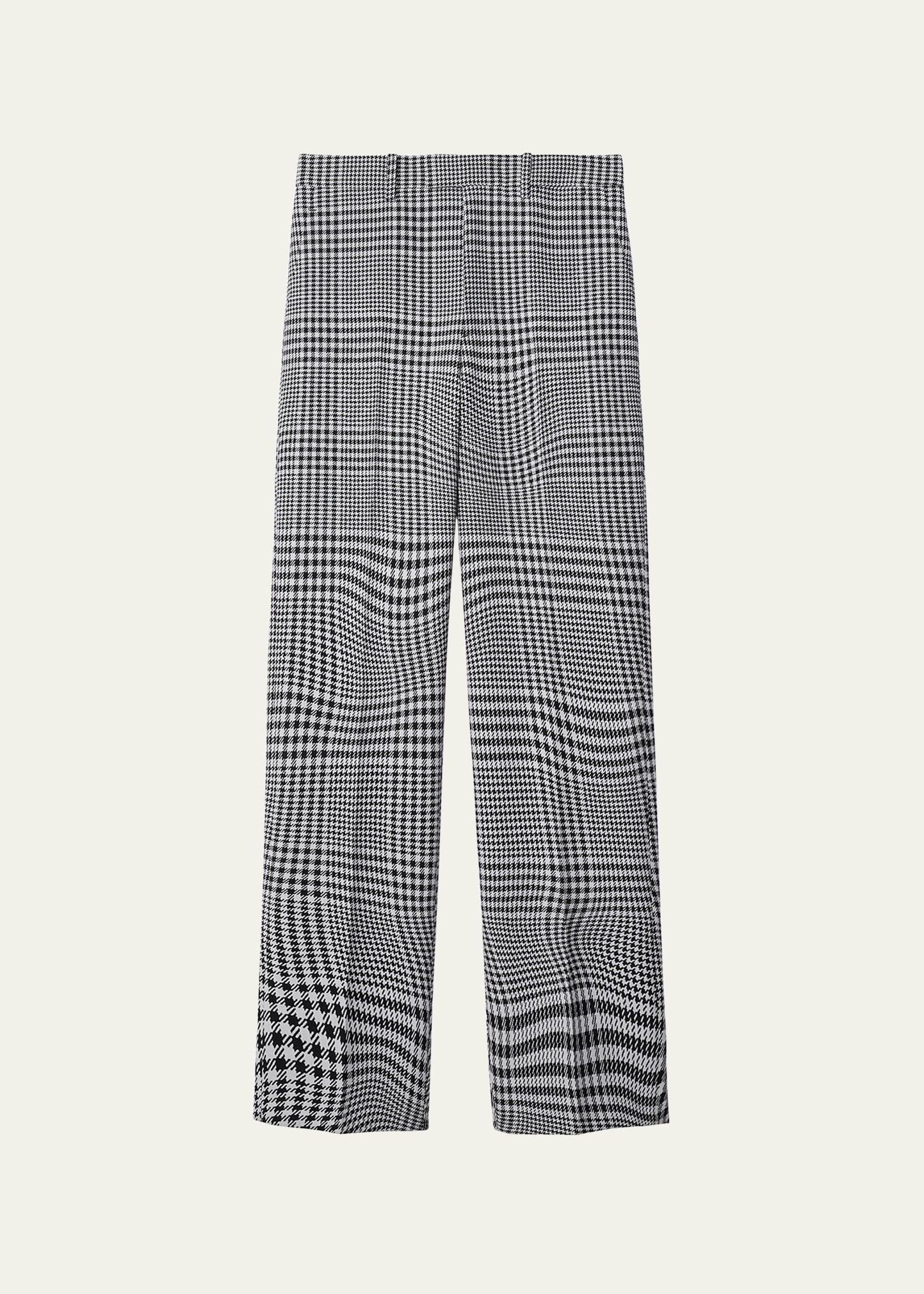 Burberry Warped Houndstooth Jacquard Wool-blend Trousers In Monochrome Ip Ptt