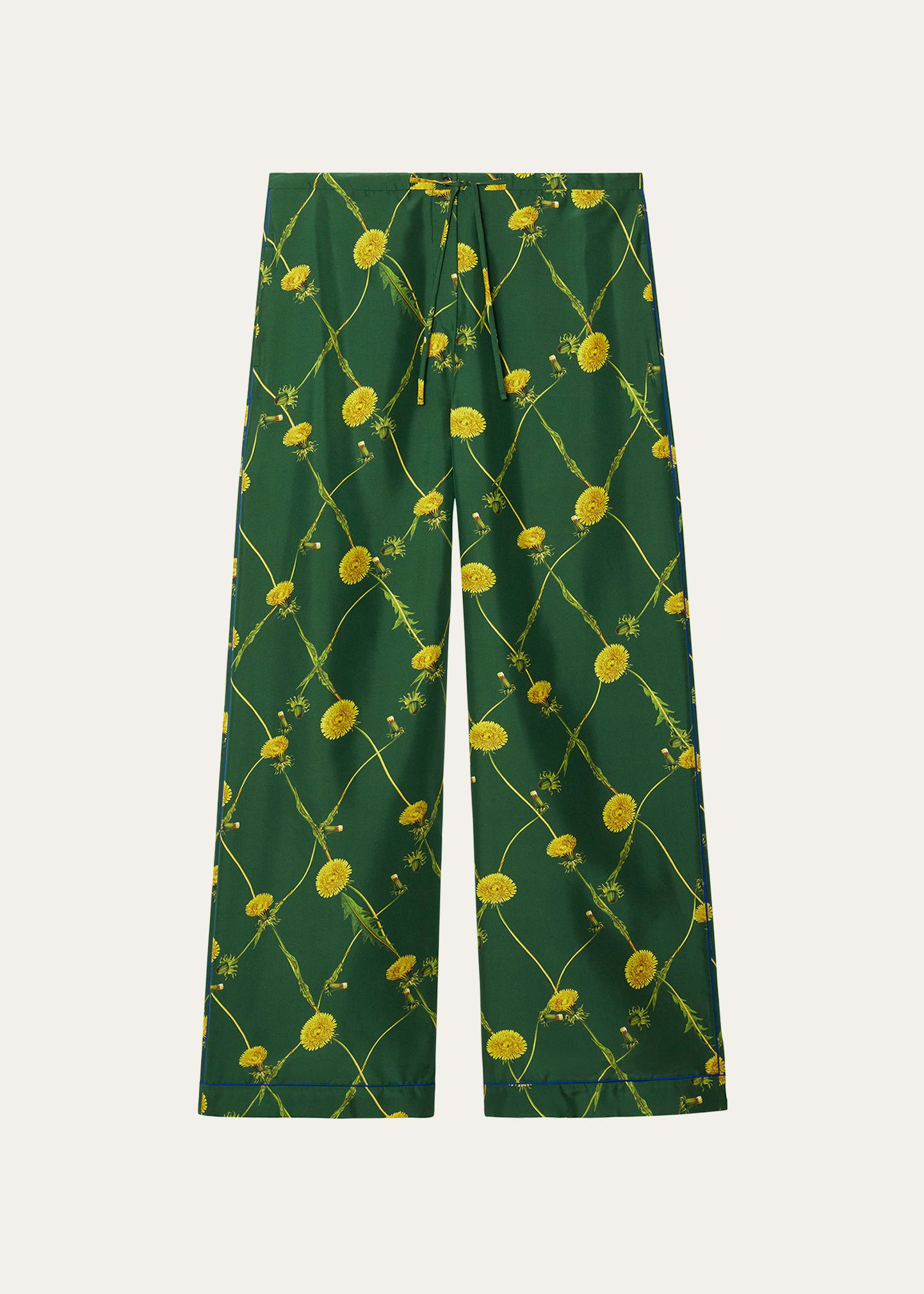 Burberry Dandelion Floral-print Flared Trousers In Ivy