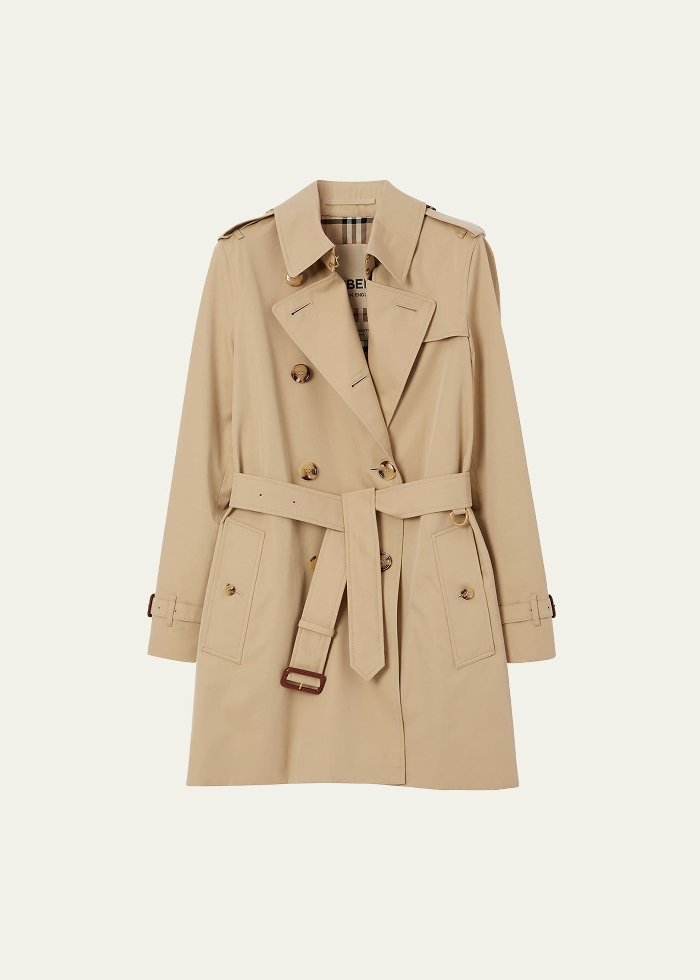 Burberry Kensington Quilted Short Org 2 Coat With Hood In Honey