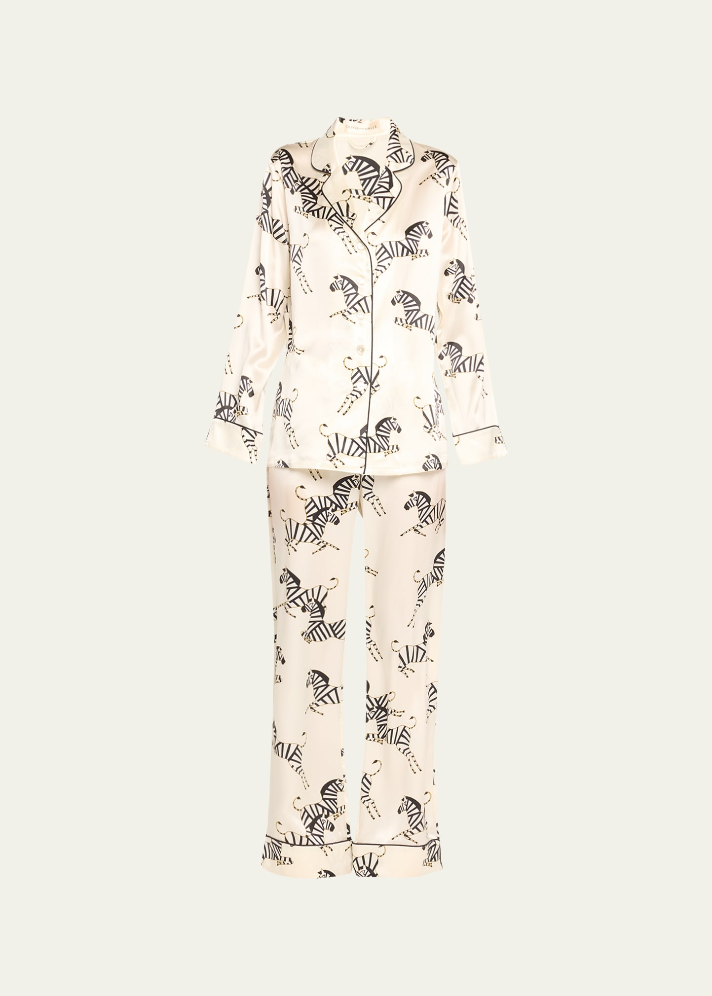 Shop Olivia Von Halle Lila Zebra-print Silk Pajama Set In Zebedee Core
