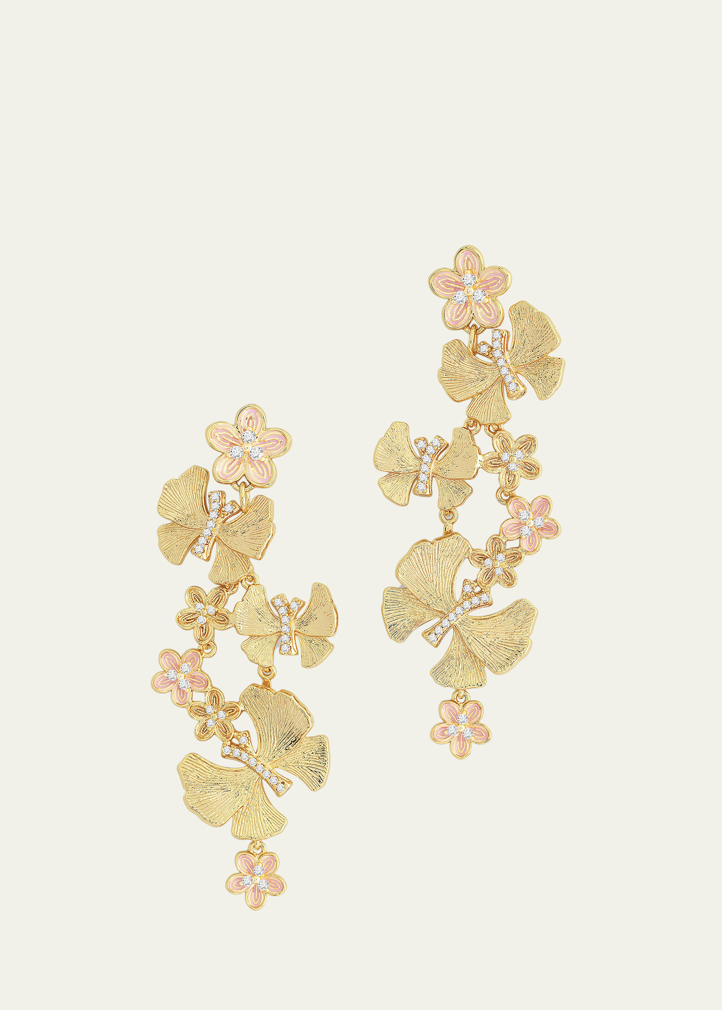 Cubic Zirconia Butterfly and Flower Statement Earrings