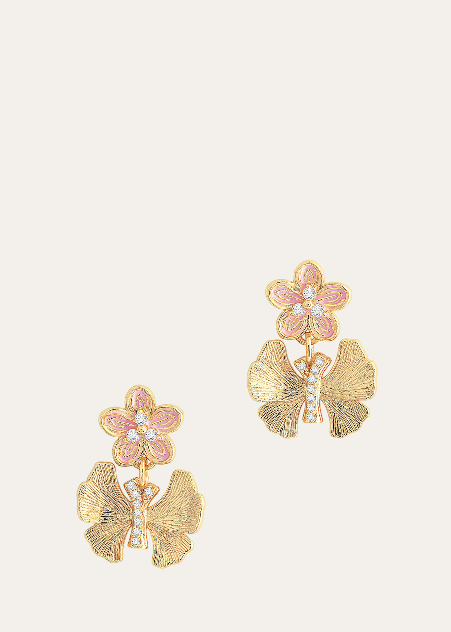 Cubic Zirconia Butterfly and Flower Earrings