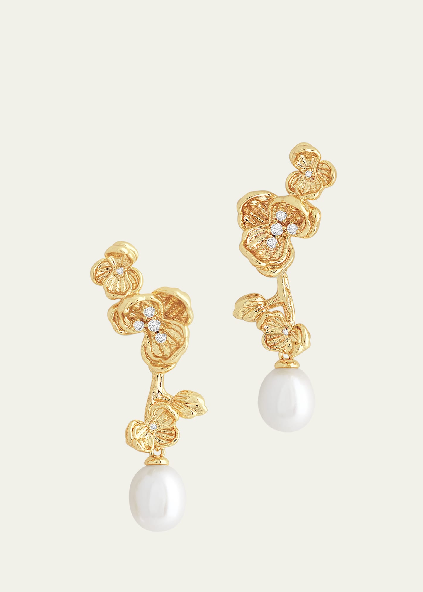 Cubic Zirconia Orchid Pearl Drop Earrings