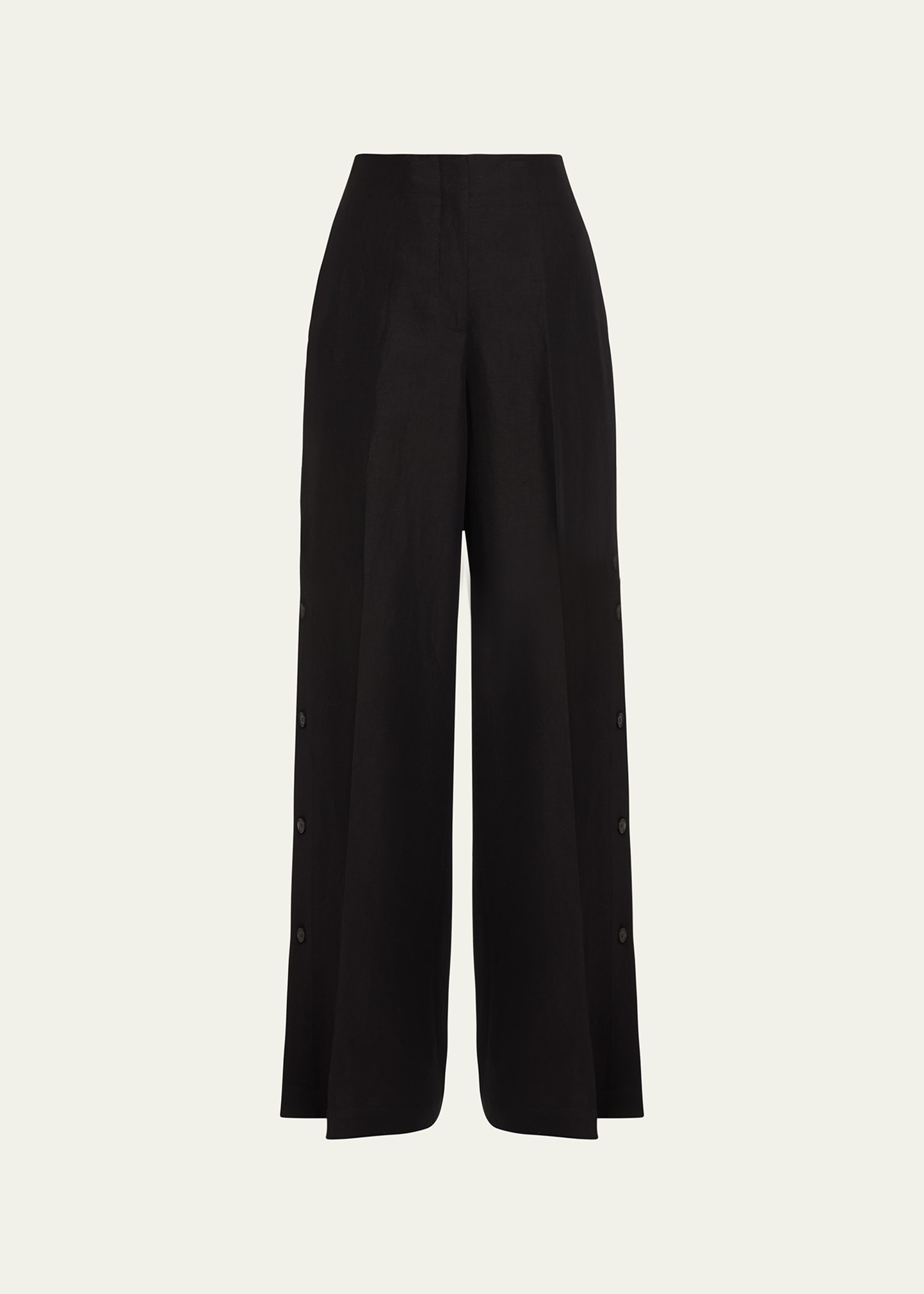 Lafayette 148 Thames Button-side Twill Pants In Black
