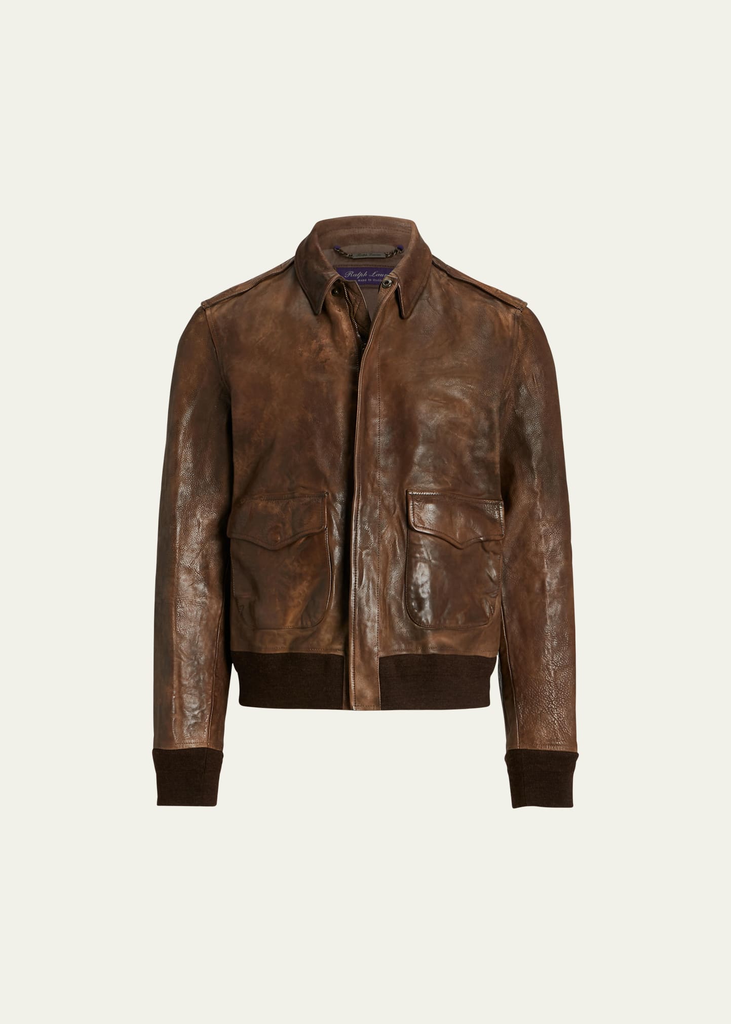 Ralph Lauren Men's Ridley Leather Bomber Jacket In Brown