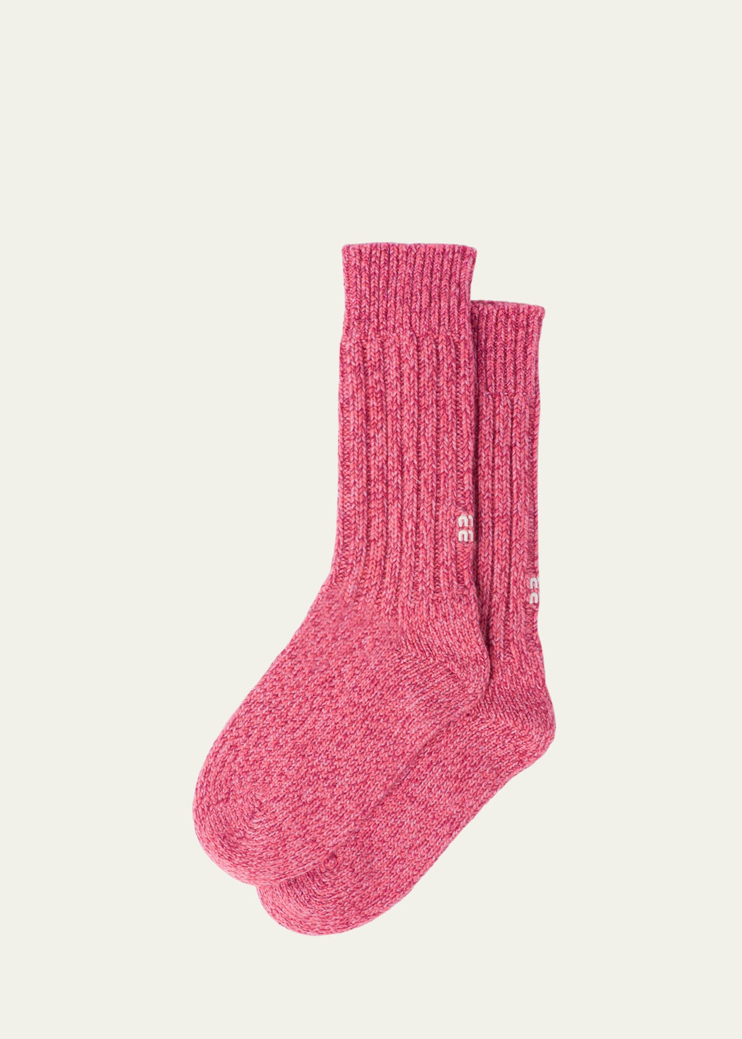Miu Miu Logo Robbed Wool Cashmere Socks In F0230 Glicine