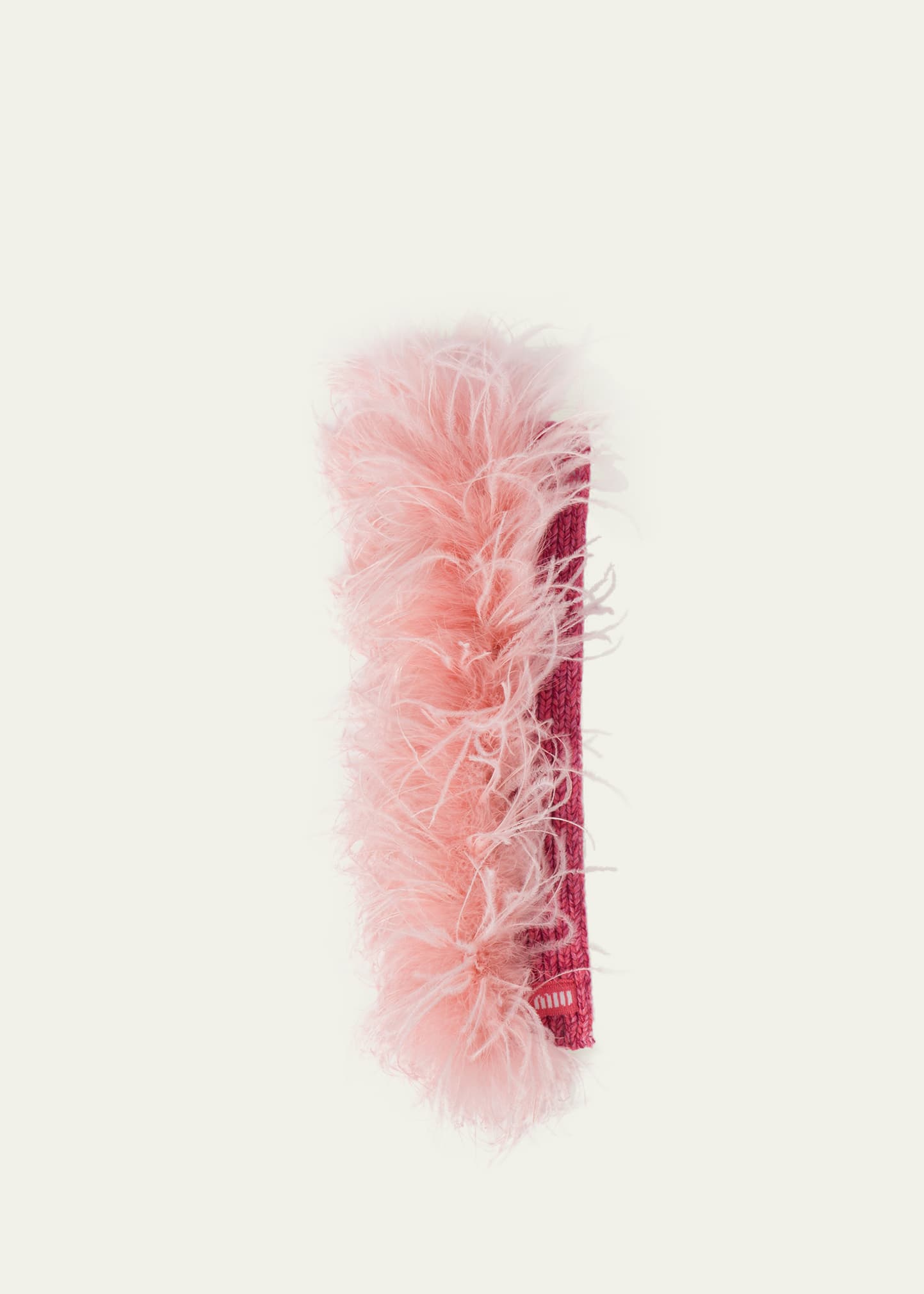 Miu Miu Feather-detail Cashmere Scarf In F0028 Rosa