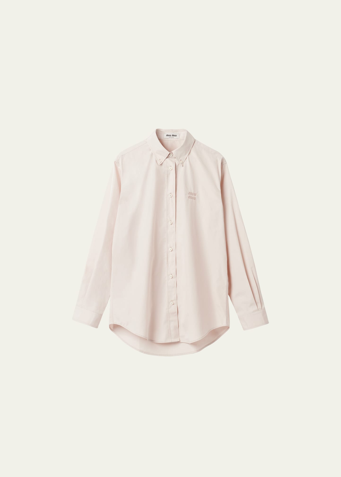 Shop Miu Miu Tonal Logo Button Down Poplin Shirt In F0a08 Calce