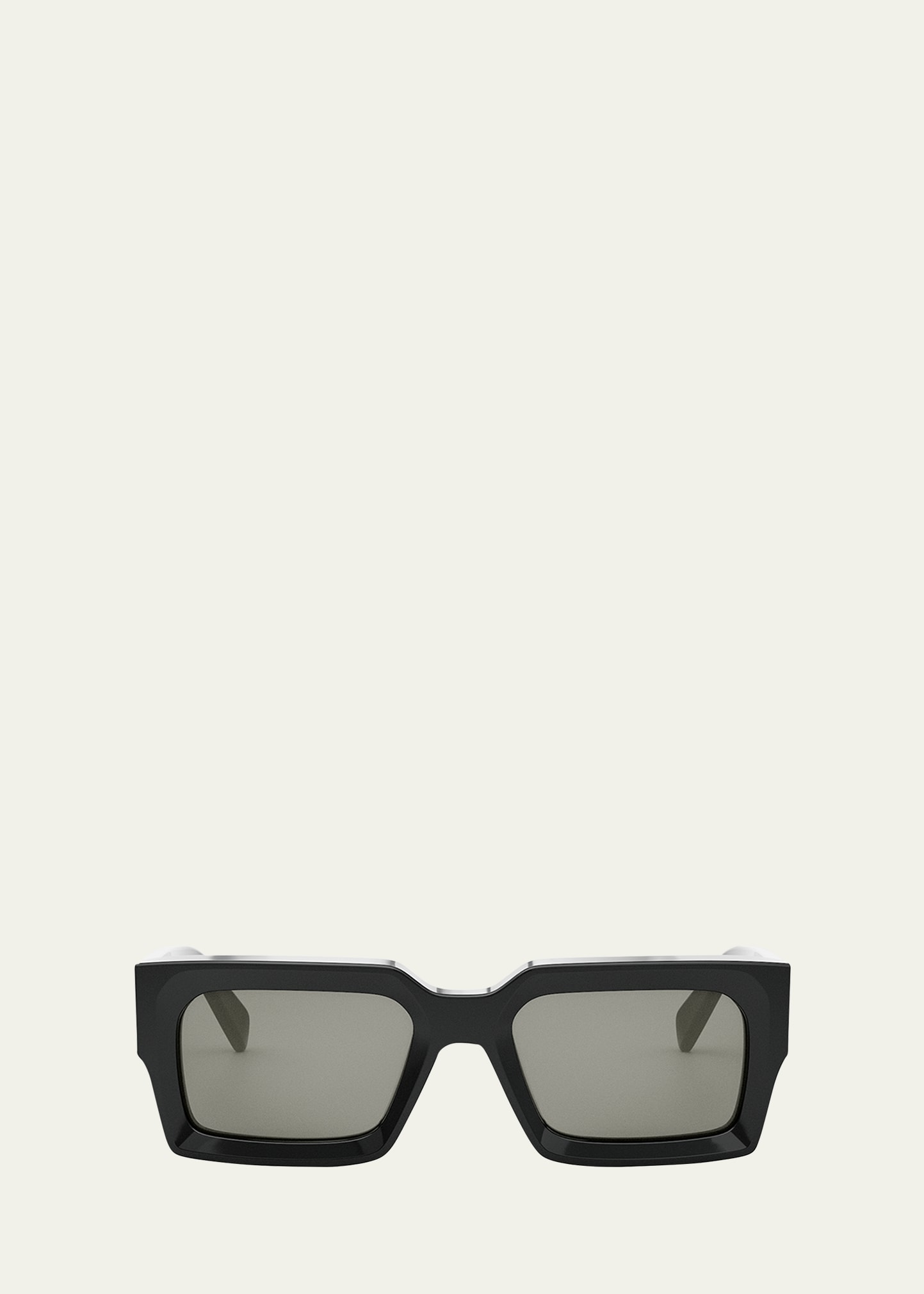Shop Celine Men's 3-dot Acetate Rectangle Sunglasses In Shiny Black / Sm