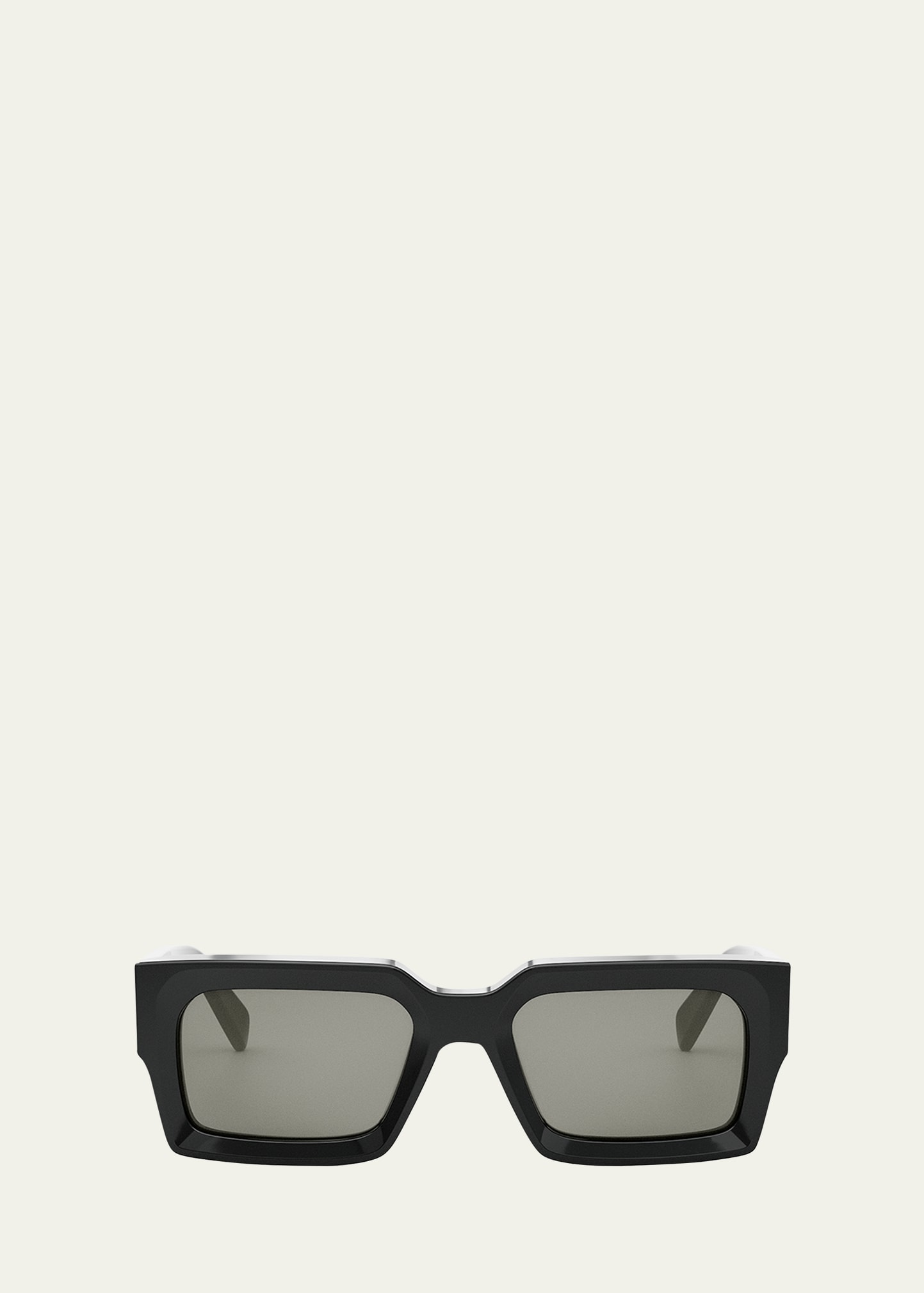 Celine 54mm Rectangular Sunglasses In Shiny Black / Sm