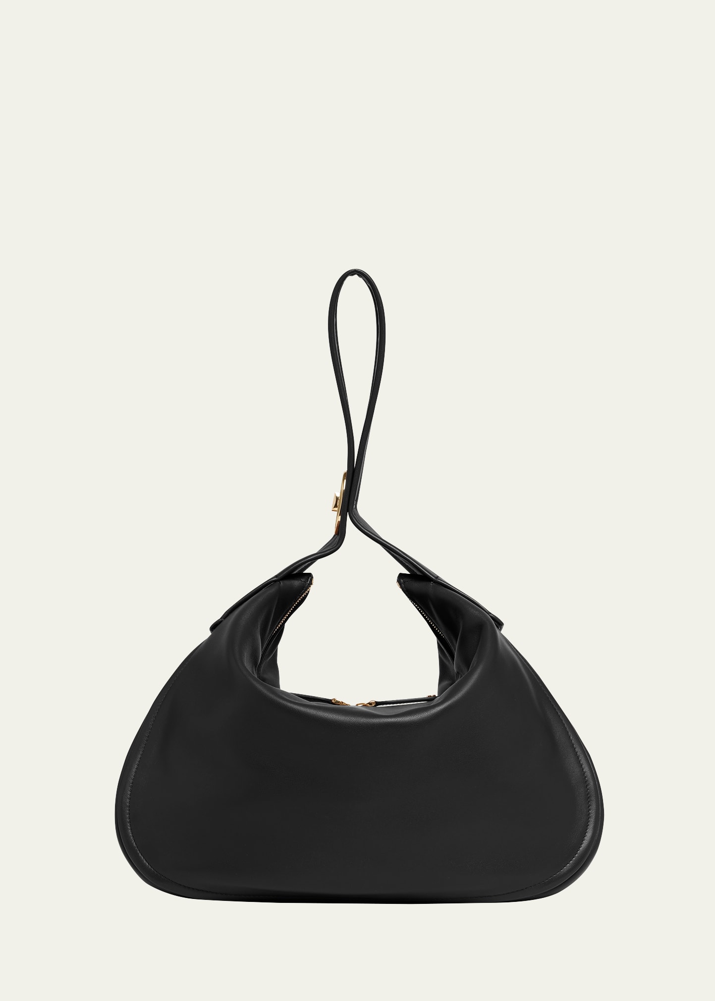 Valentino Garavani Large Hobo Leather Bag In Black