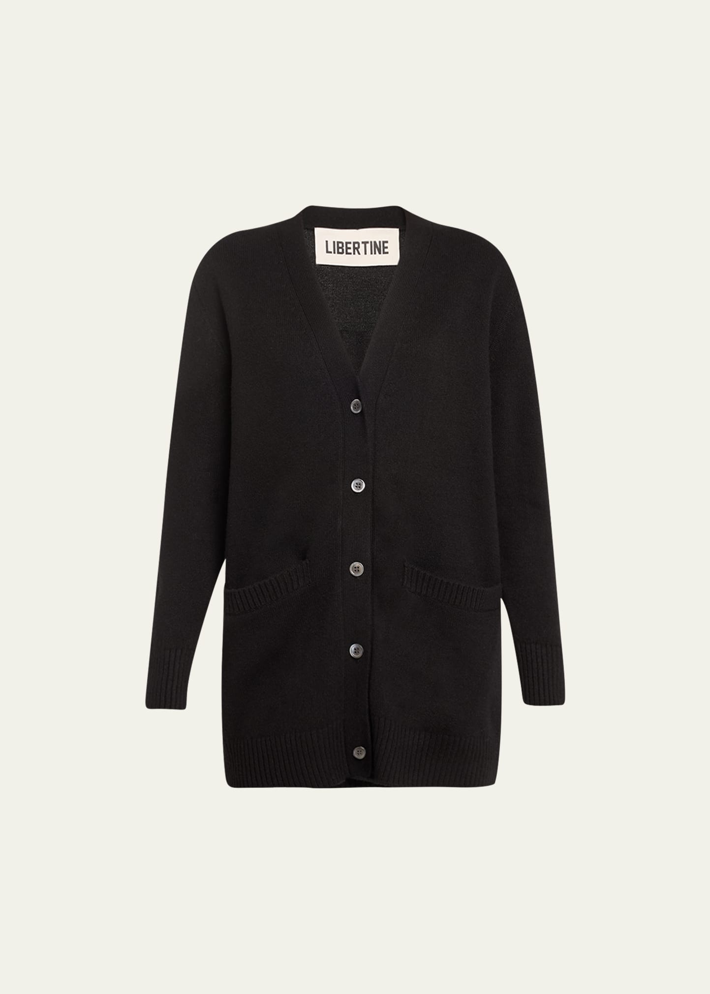 Libertine Paint Travel Learn Oversized Cashmere Cardigan In Black