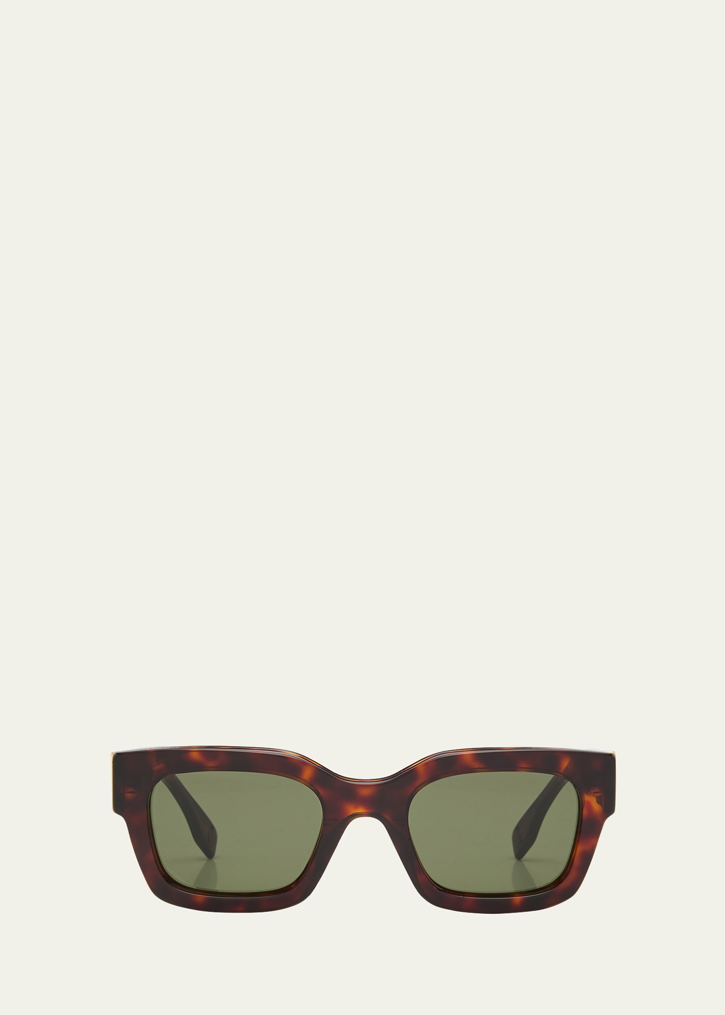 Shop Fendi Men's Signature Oval Logo Sunglasses In Red Havana / Gree