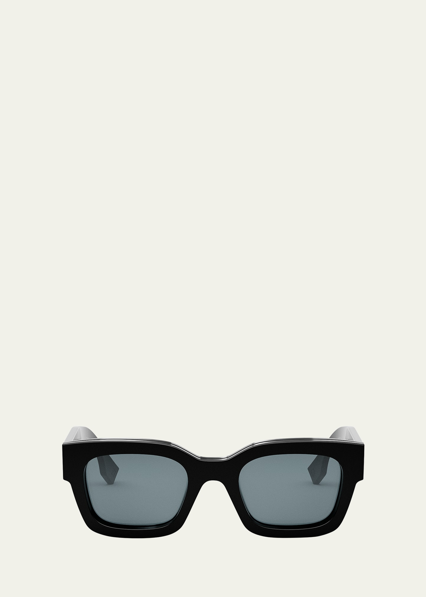 Fendi Men's Signature Oval Logo Sunglasses In Shiny Black / Bl