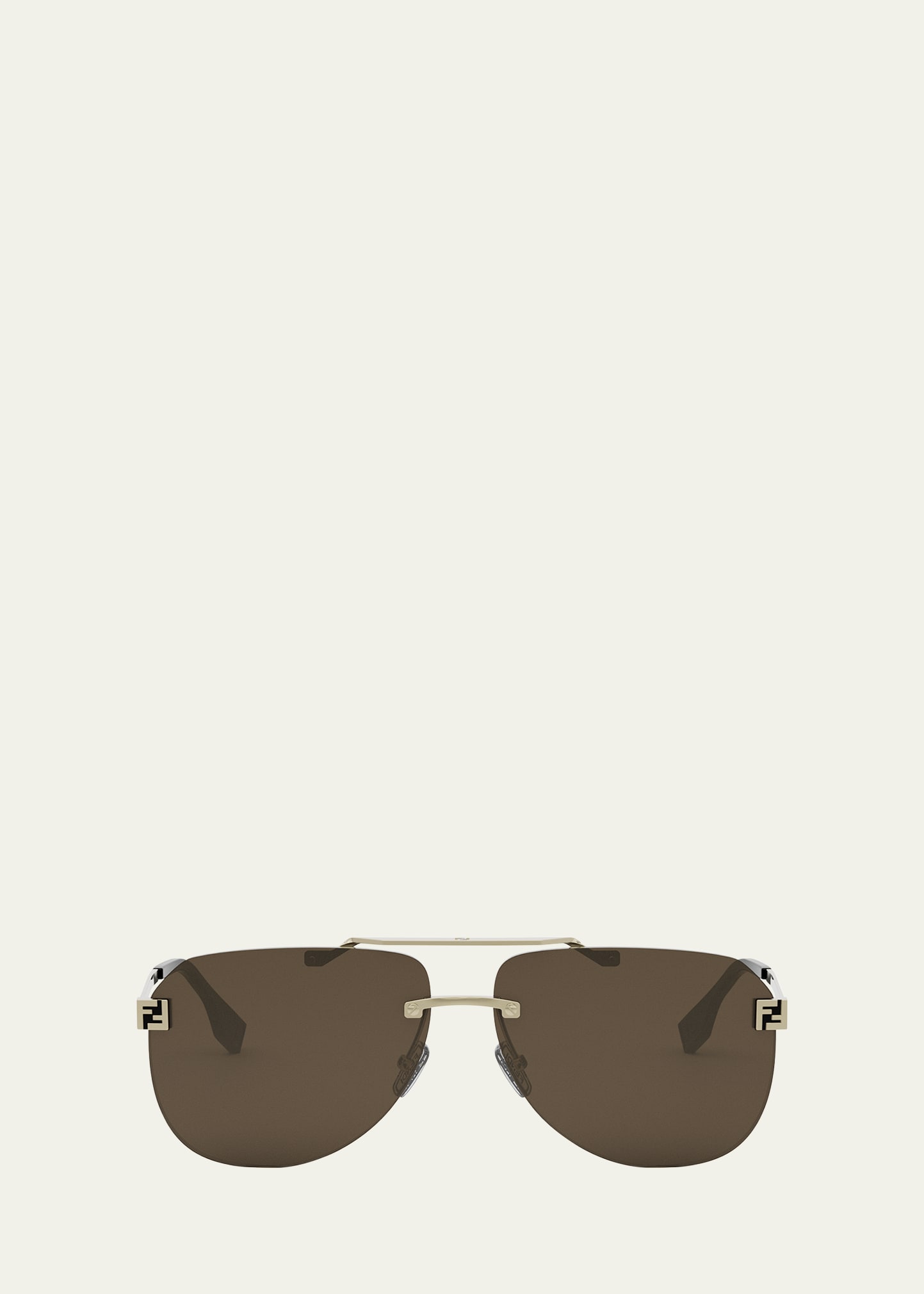 Shop Fendi Men's Sky Monogram Metal Sunglasses In Gold Brown