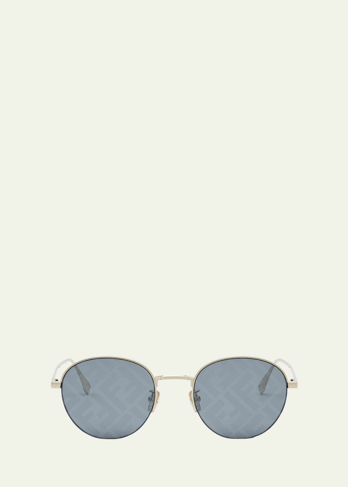 Shop Fendi Men's Travel Monogram Metal Sunglasses In Gold / Blu Mirror