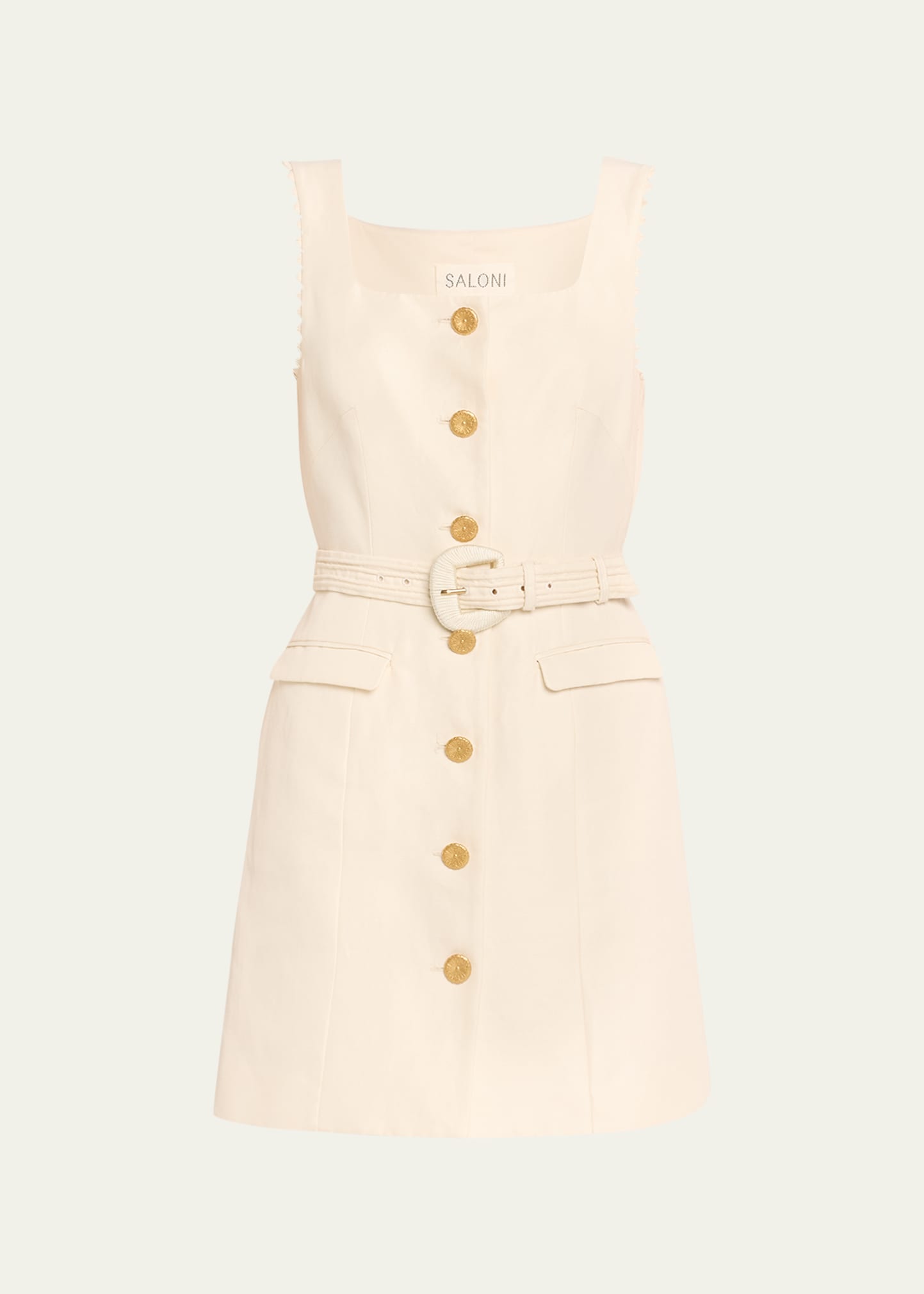 Saloni Mika Sleeveless Belted Mini Dress In 24-cream