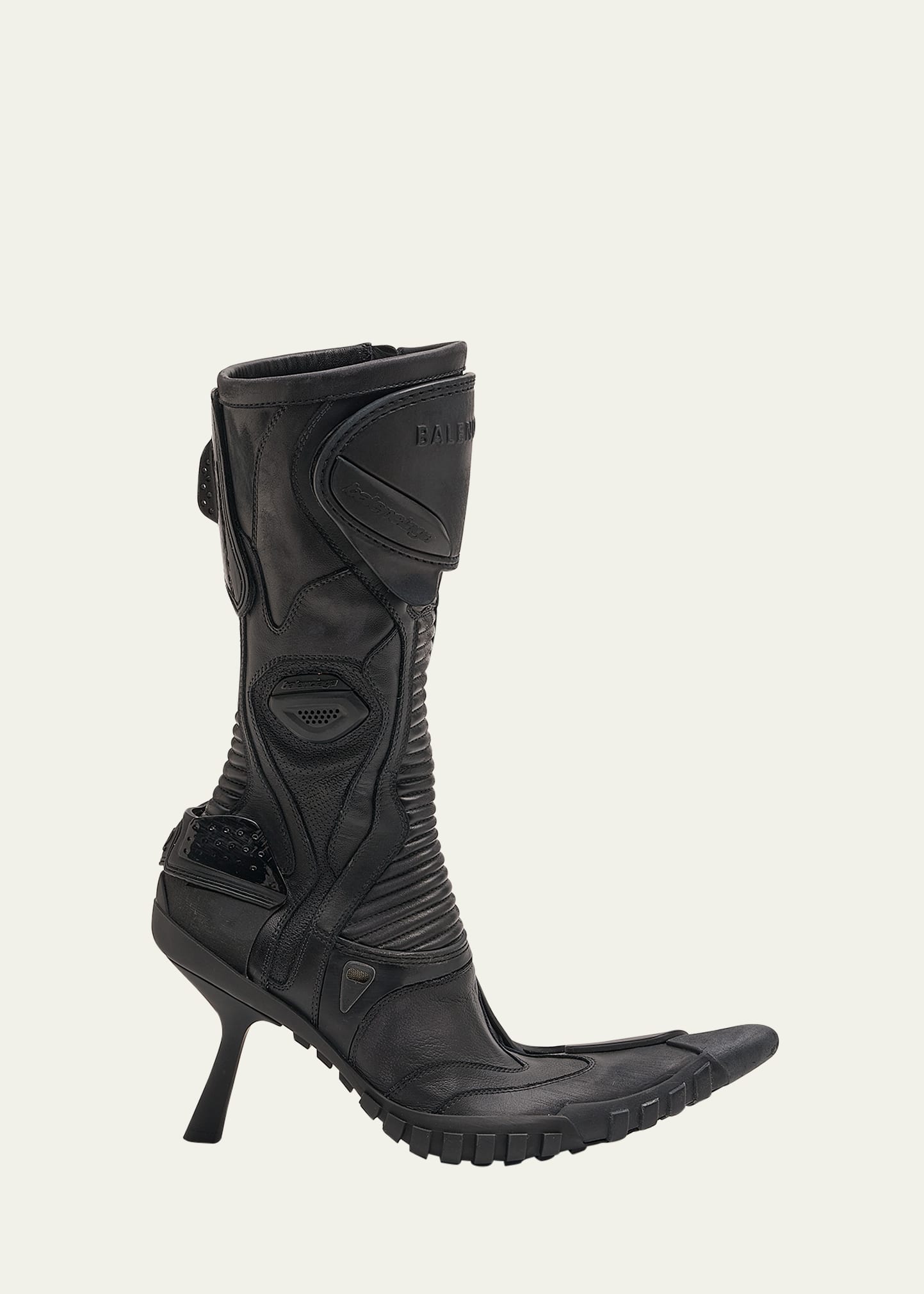 Balenciaga Leather Rubber Biker Booties In 1000 Black