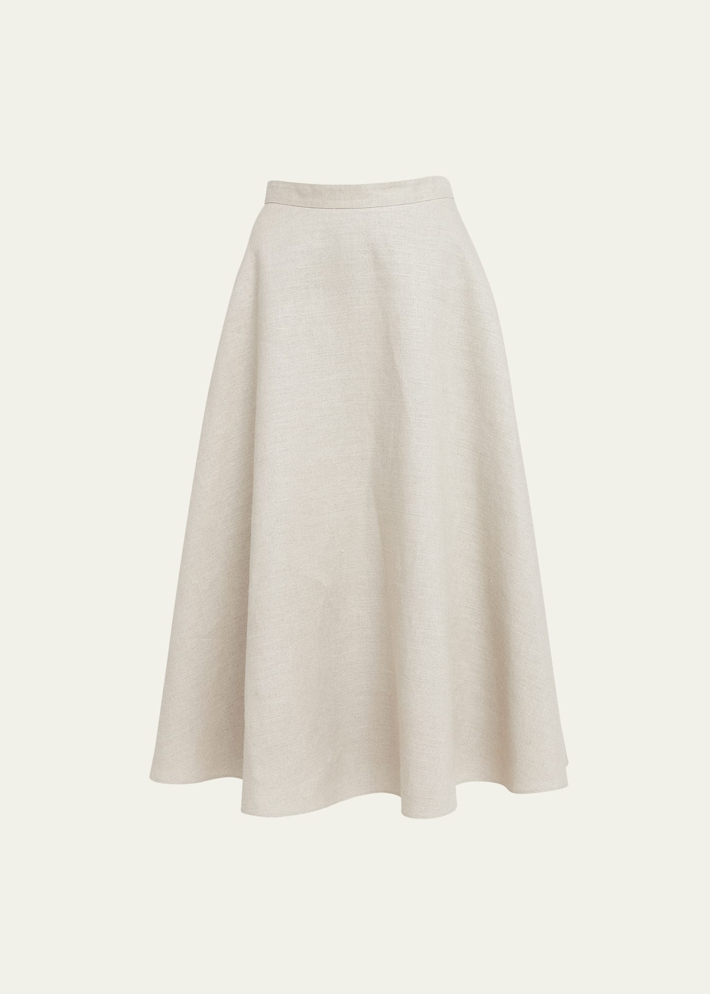 Shop Valentino Full Circle Midi Skirt With Logo Detail In Beige Multi