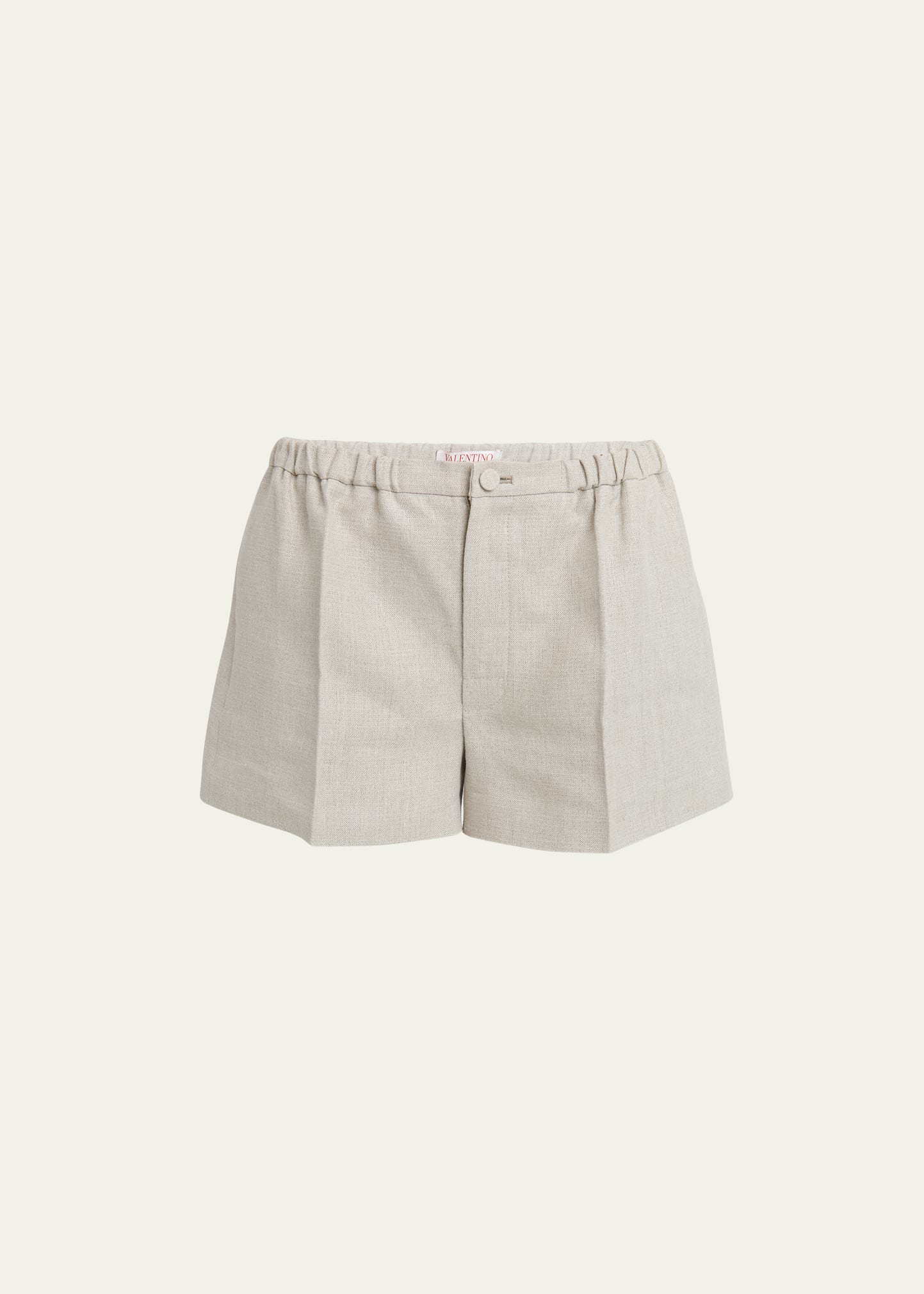 Valentino Linen Shorts With Button Detail In Beige Multi