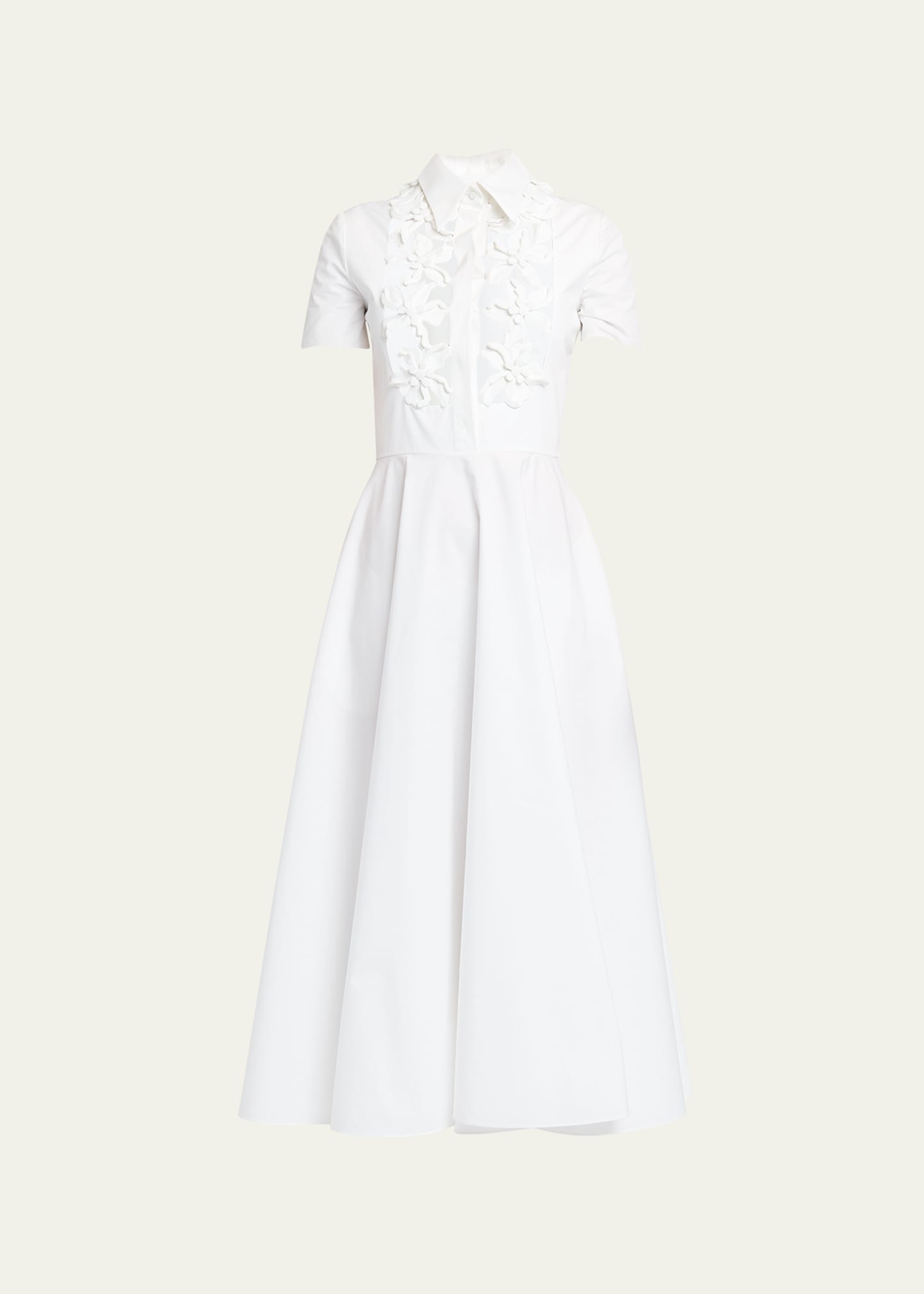 Shop Valentino Midi Shirtdress With Flower Cutout Detail In White