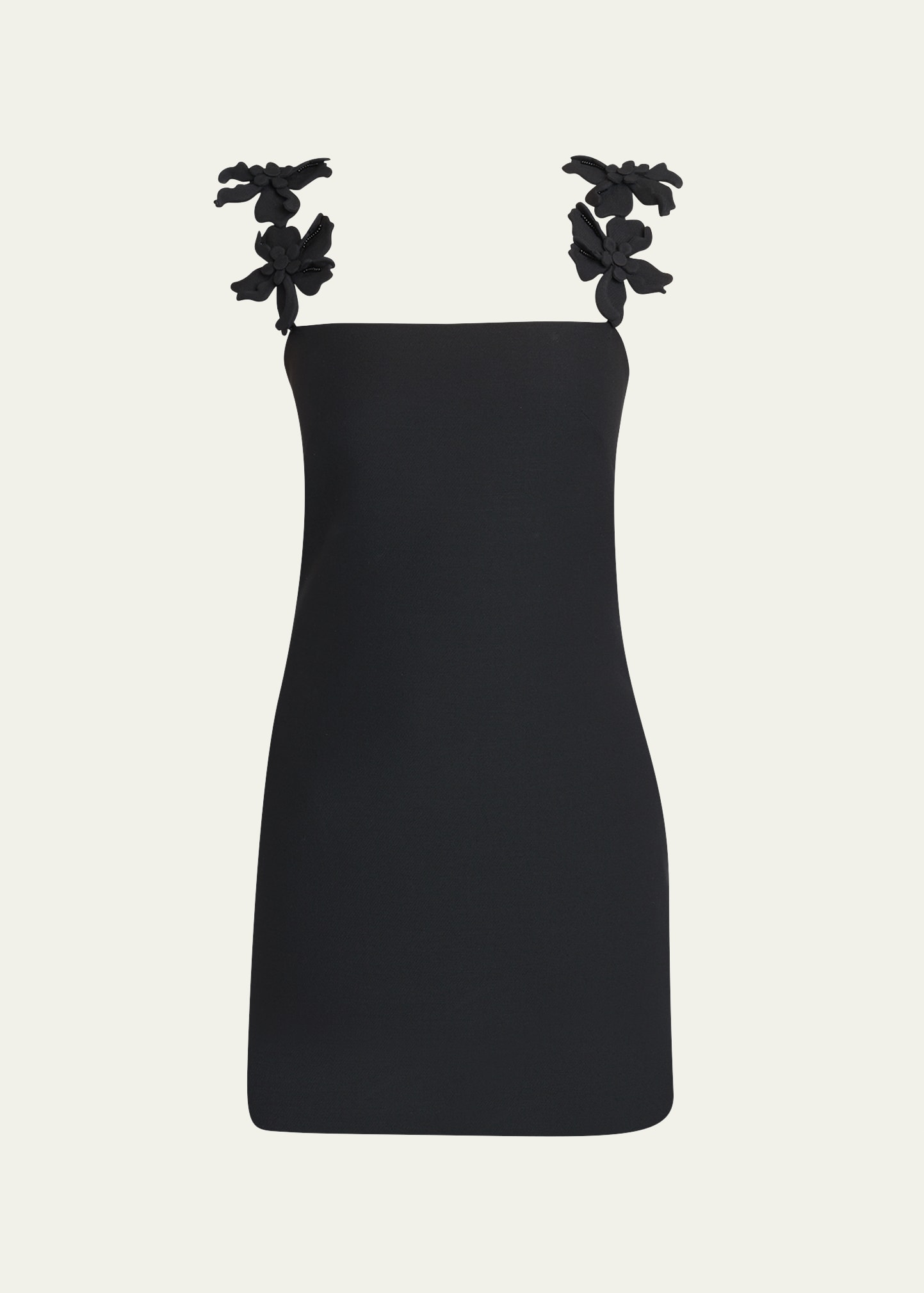 Shop Valentino Mini Dress With Flower Strap Details In Black