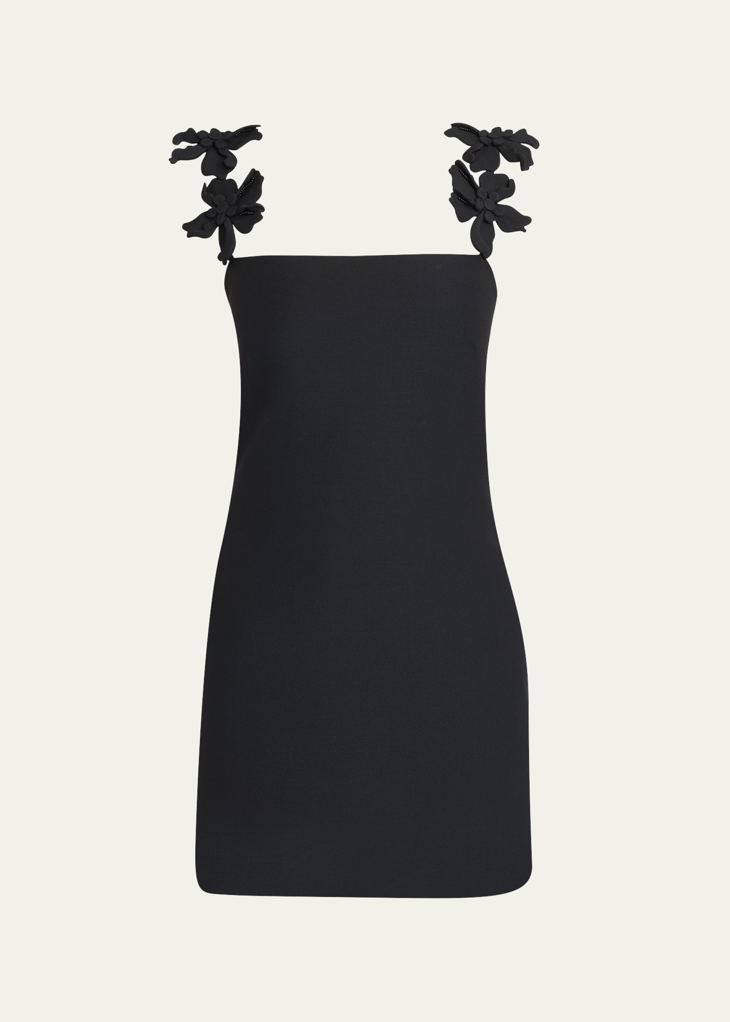 Valentino Crepe Couture Embroidered Minidress In Black