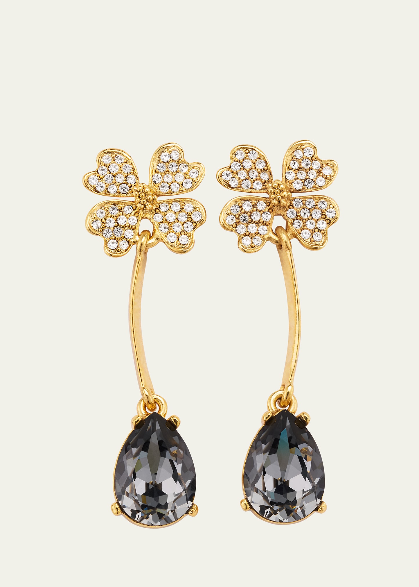 Oscar De La Renta Four-leaf Clover Drop Earrings In Crystal