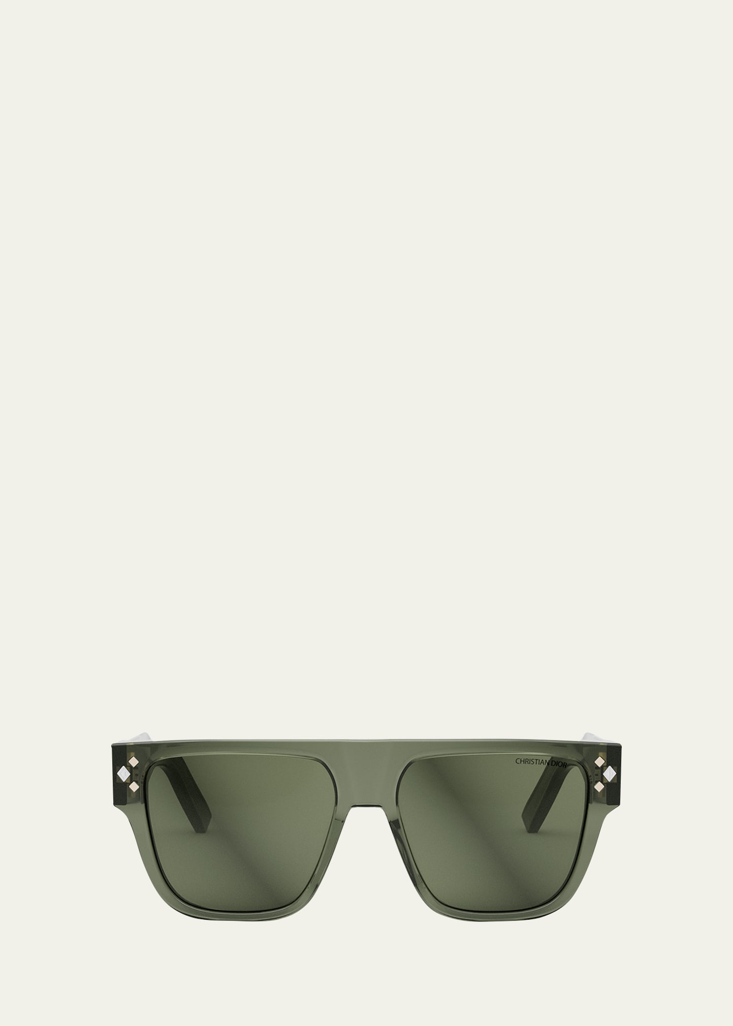Shop Dior Cd Diamond S6i Sunglasses In Shiny Dark Green