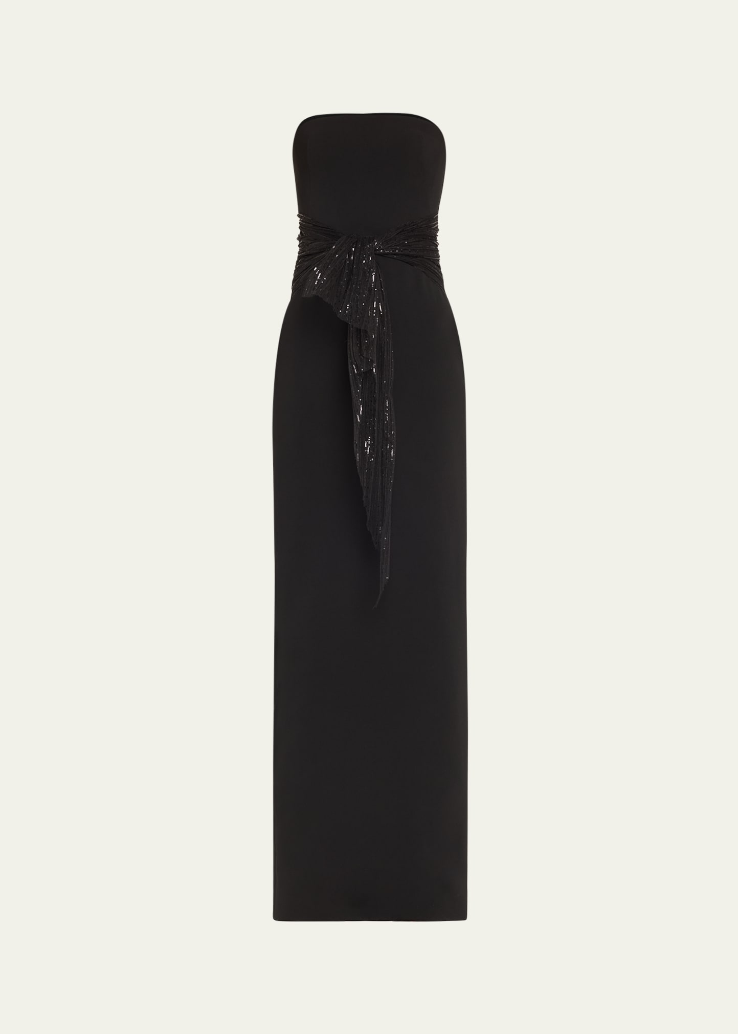 Atelier Prabal Gurung Audrey Strapless Column Gown With Scarf In Black