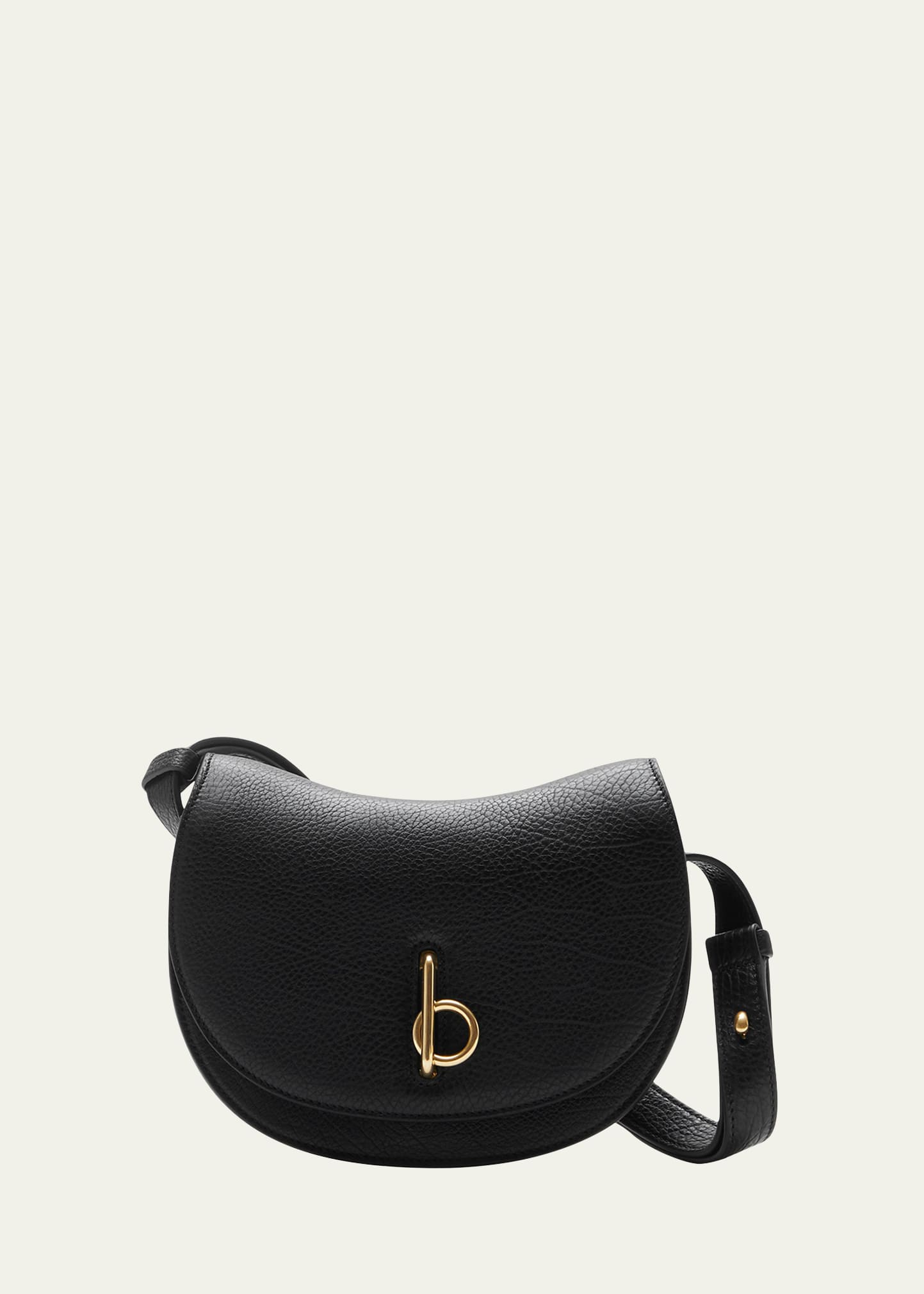 Shop Burberry Rocking Horse Saddle Leather Shoulder Bag In Black