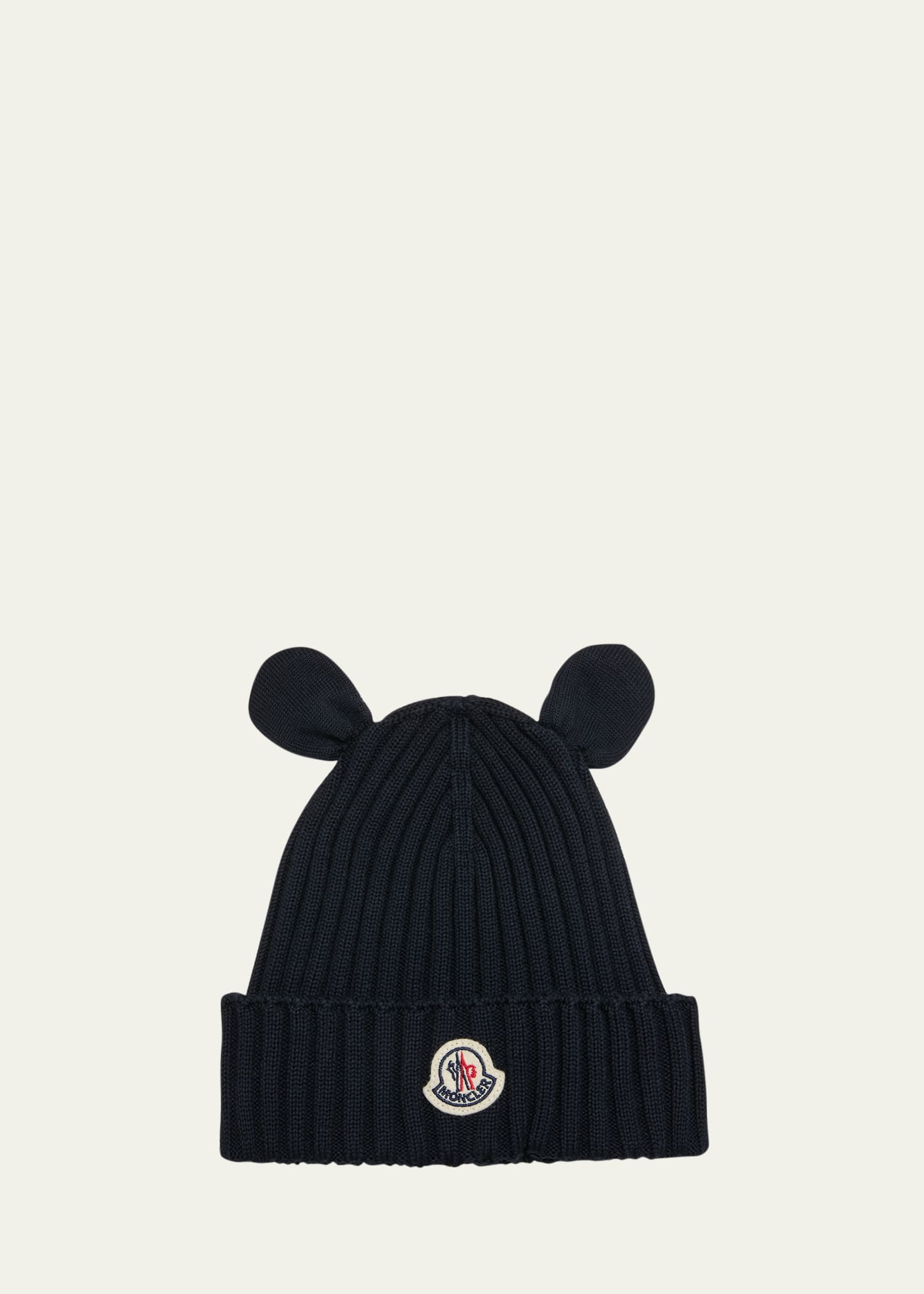 Moncler Kids' Boy's Embroidered Ribbed Hat In 742 - Blue Navy