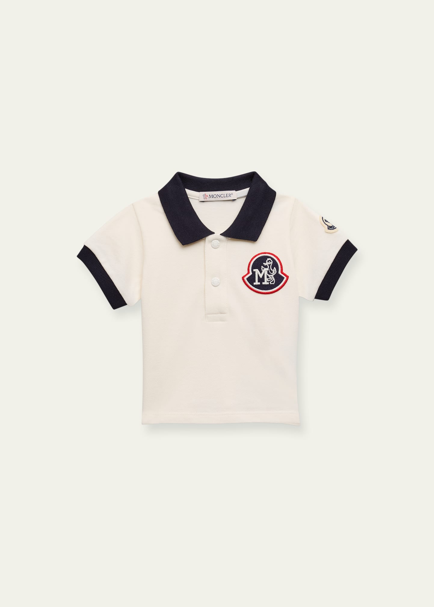 Moncler Kids' Boy's Logo Patch Short-sleeve Polo Shirt In Natural