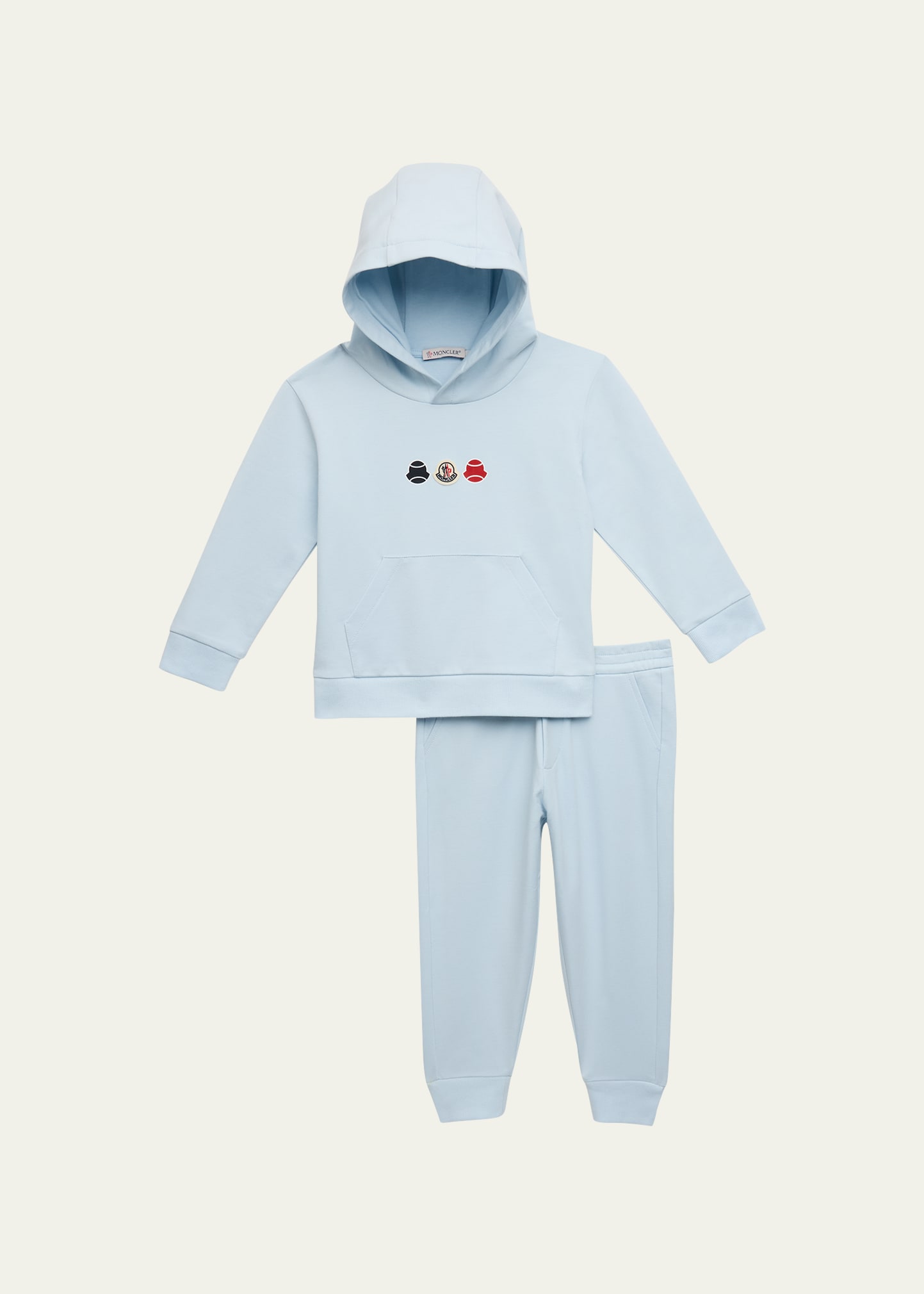Moncler Kids' Boy's Logo-embroidered Sweatsuit In 70c - Light Blue