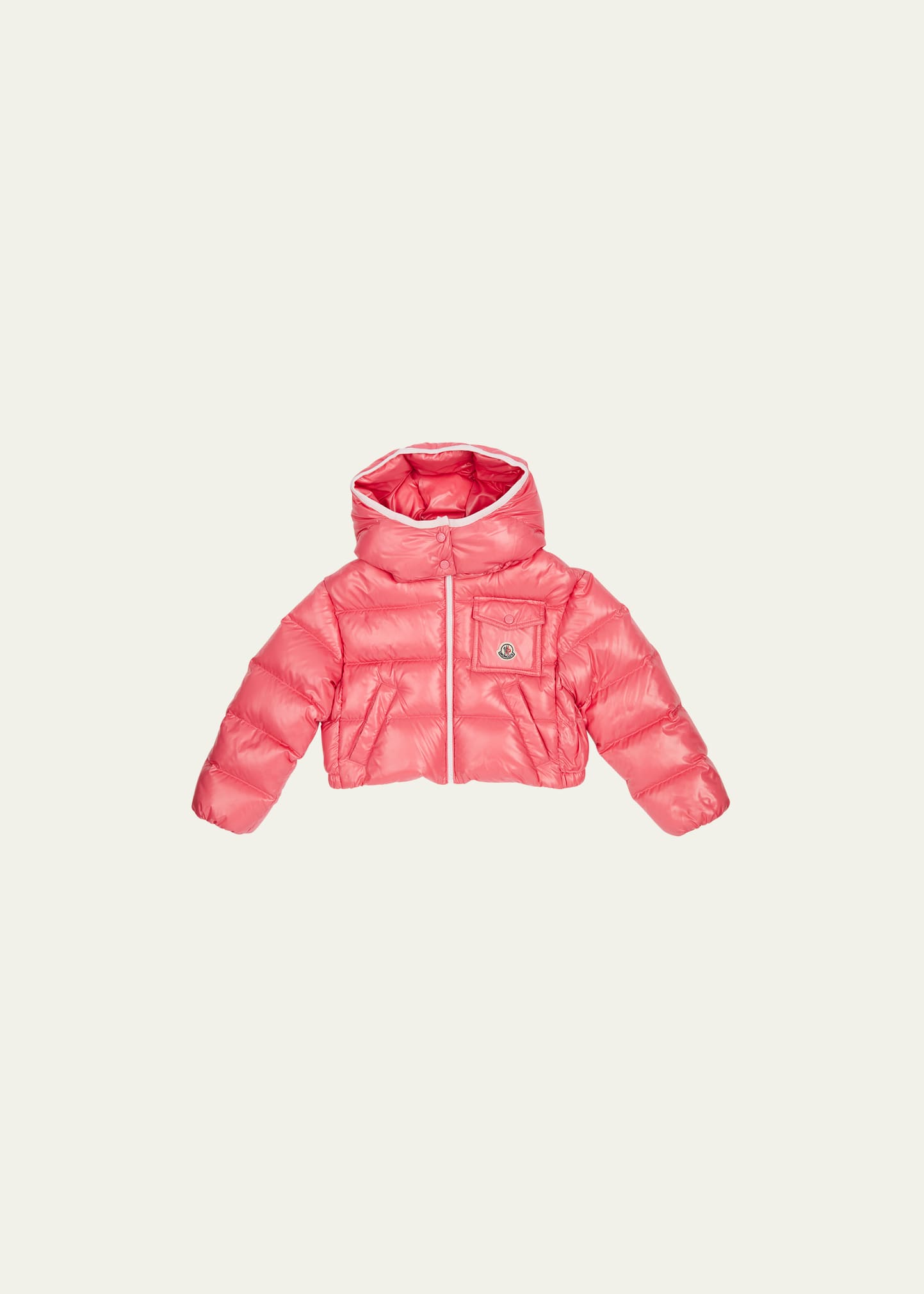 Shop Moncler Girl's Andro Hooded Puffer Jacket In 539 - Pink