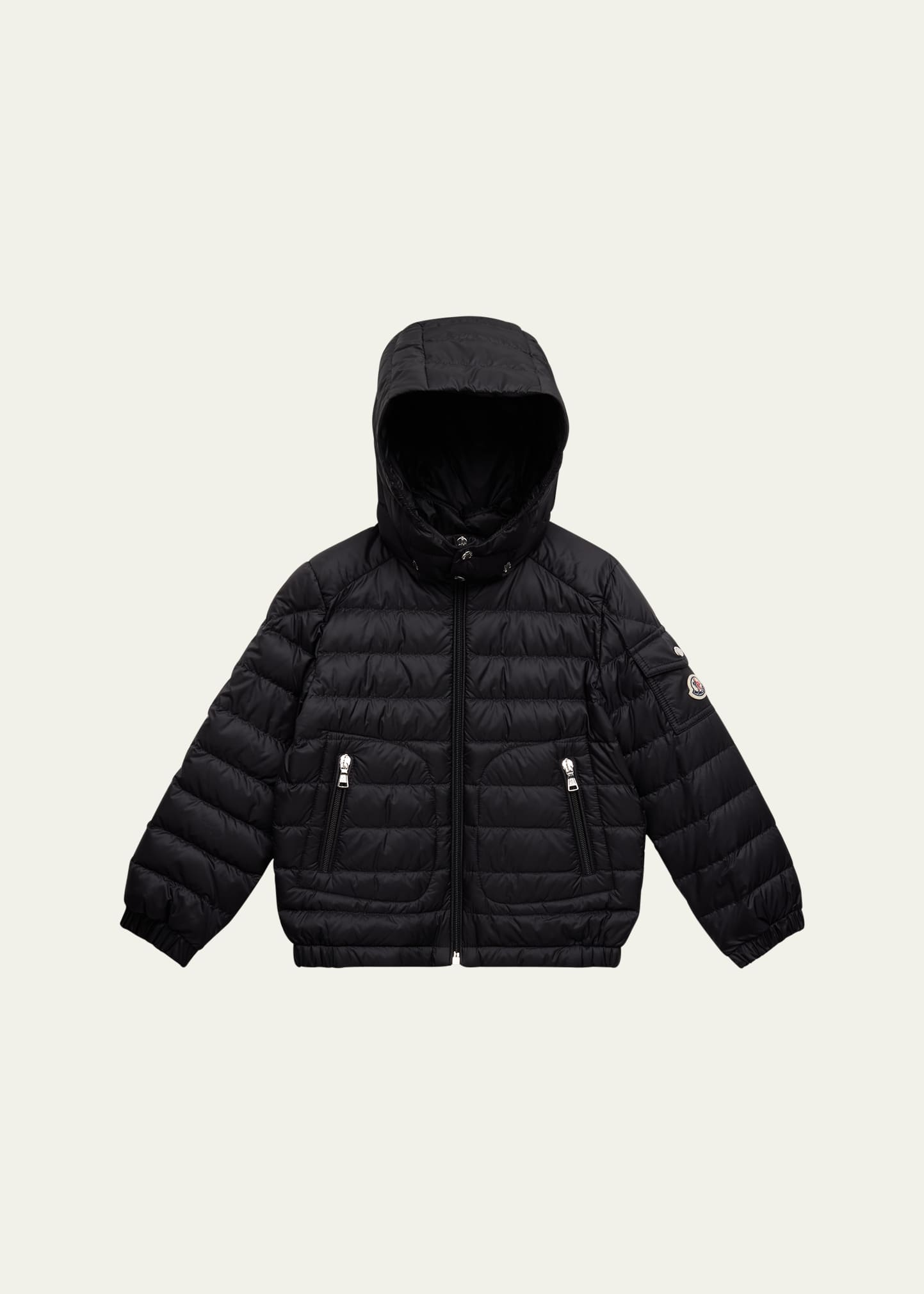 Moncler Lauros Brand-badge Hooded Shell-down Jacket 4- In 999 - Black