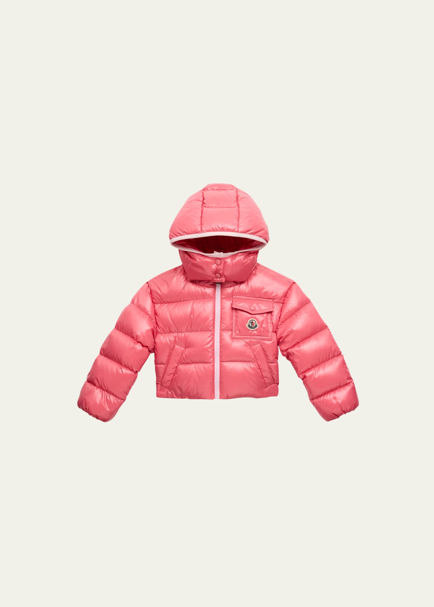 Shop Moncler Girl's Andro Hooded Puffer Jacket In 539 - Pink