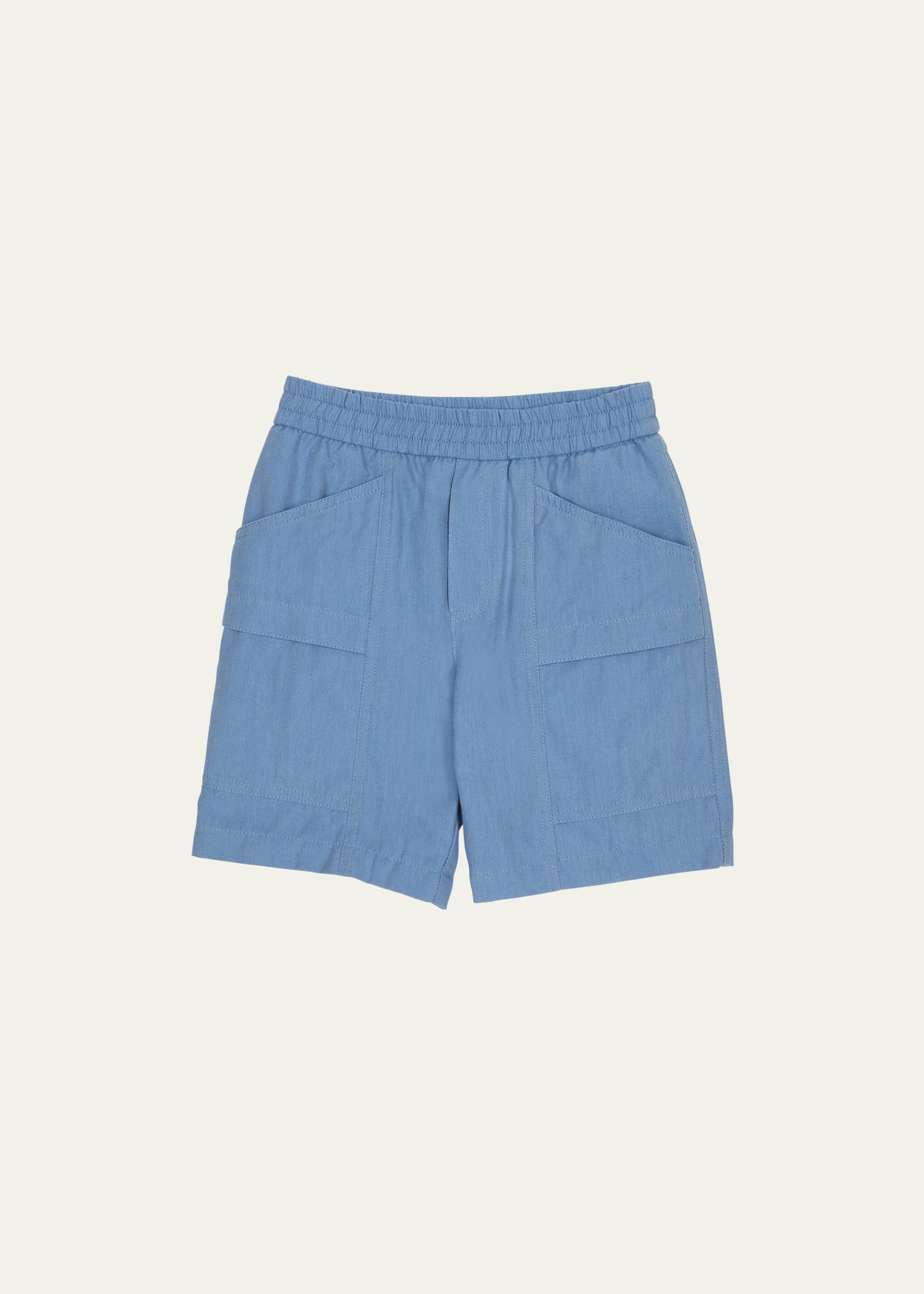Moncler Kids' Lightweight Cotton Denim Bermuda Shorts In Blue