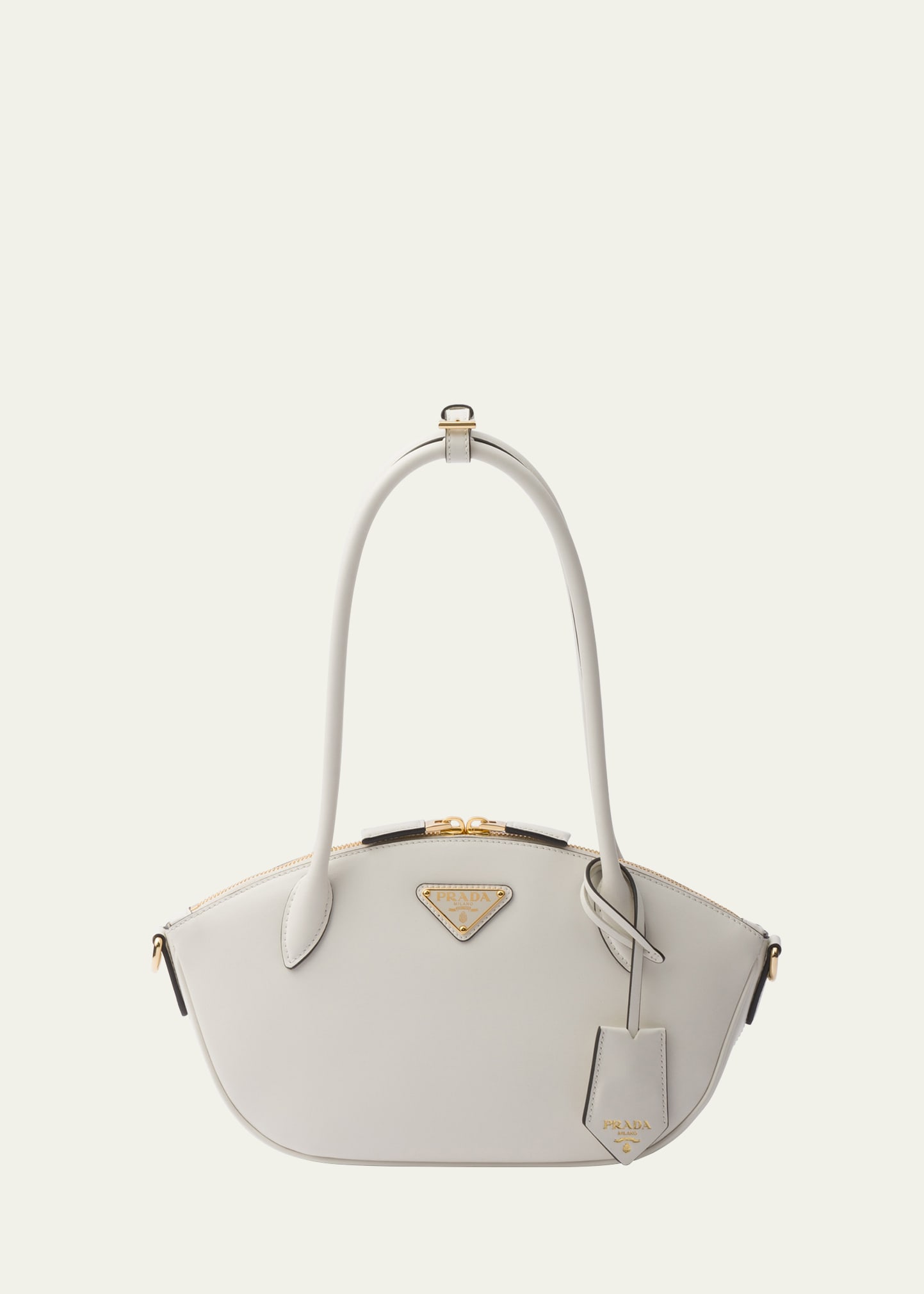 Prada City Zip Leather Shoulder Bag In F0pg7 Bianco N